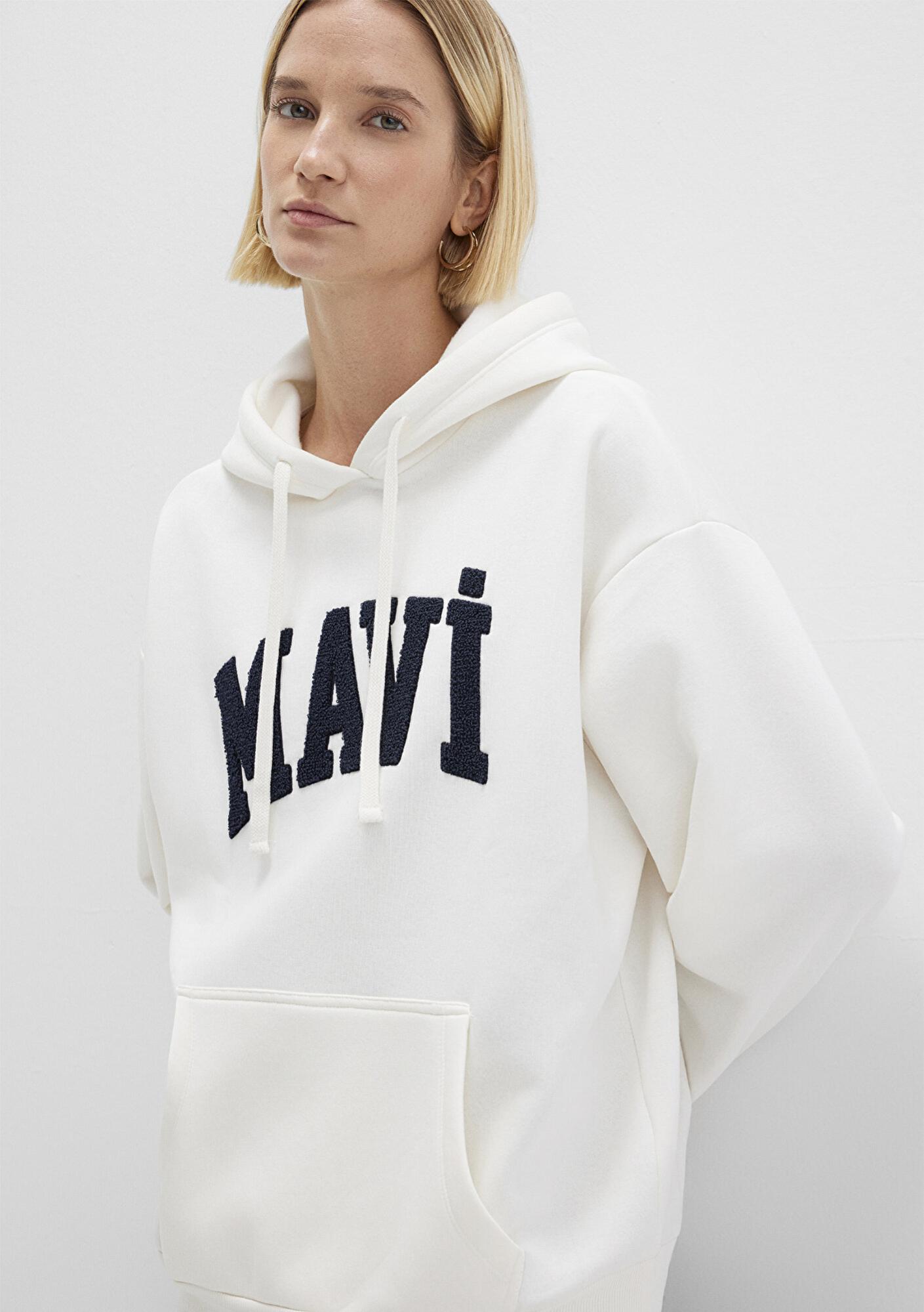 Mavi Mavi Logo Patchli Beyaz Sweatshirt 1S10175-80194
