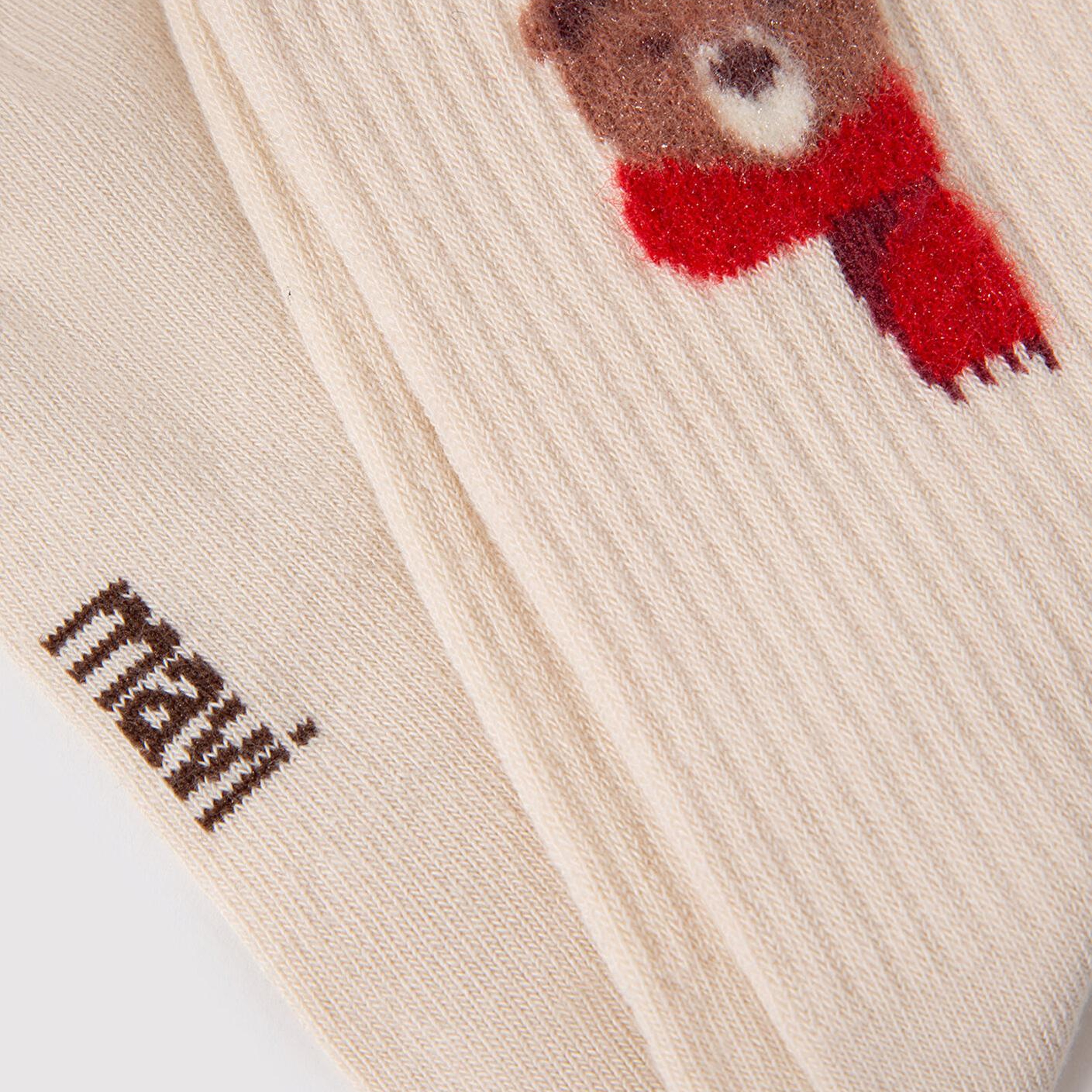 Mavi Ayı Baskılı Bej Soket Çorap 1912758-32324