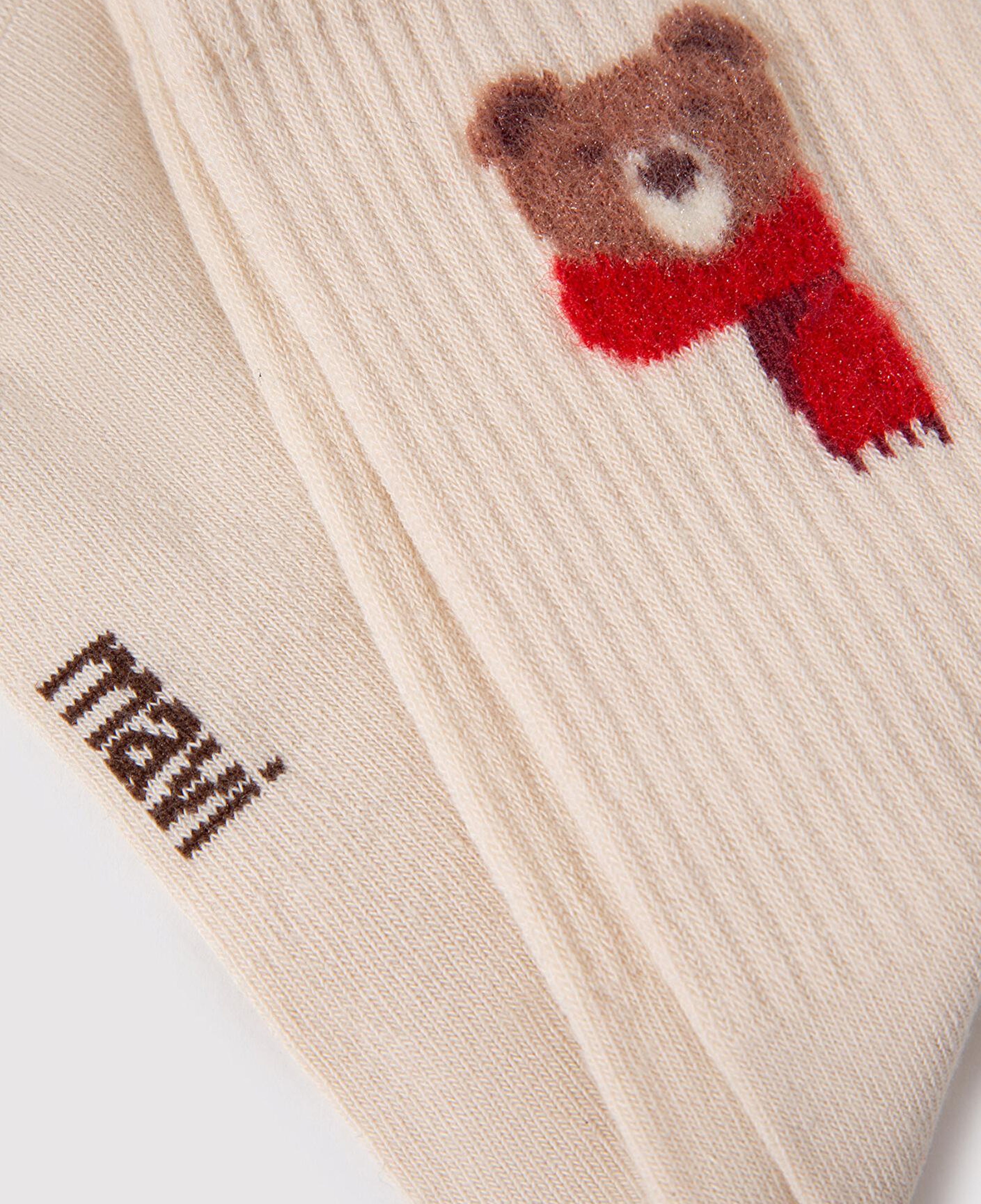 Mavi Ayı Baskılı Bej Soket Çorap 1912758-32324