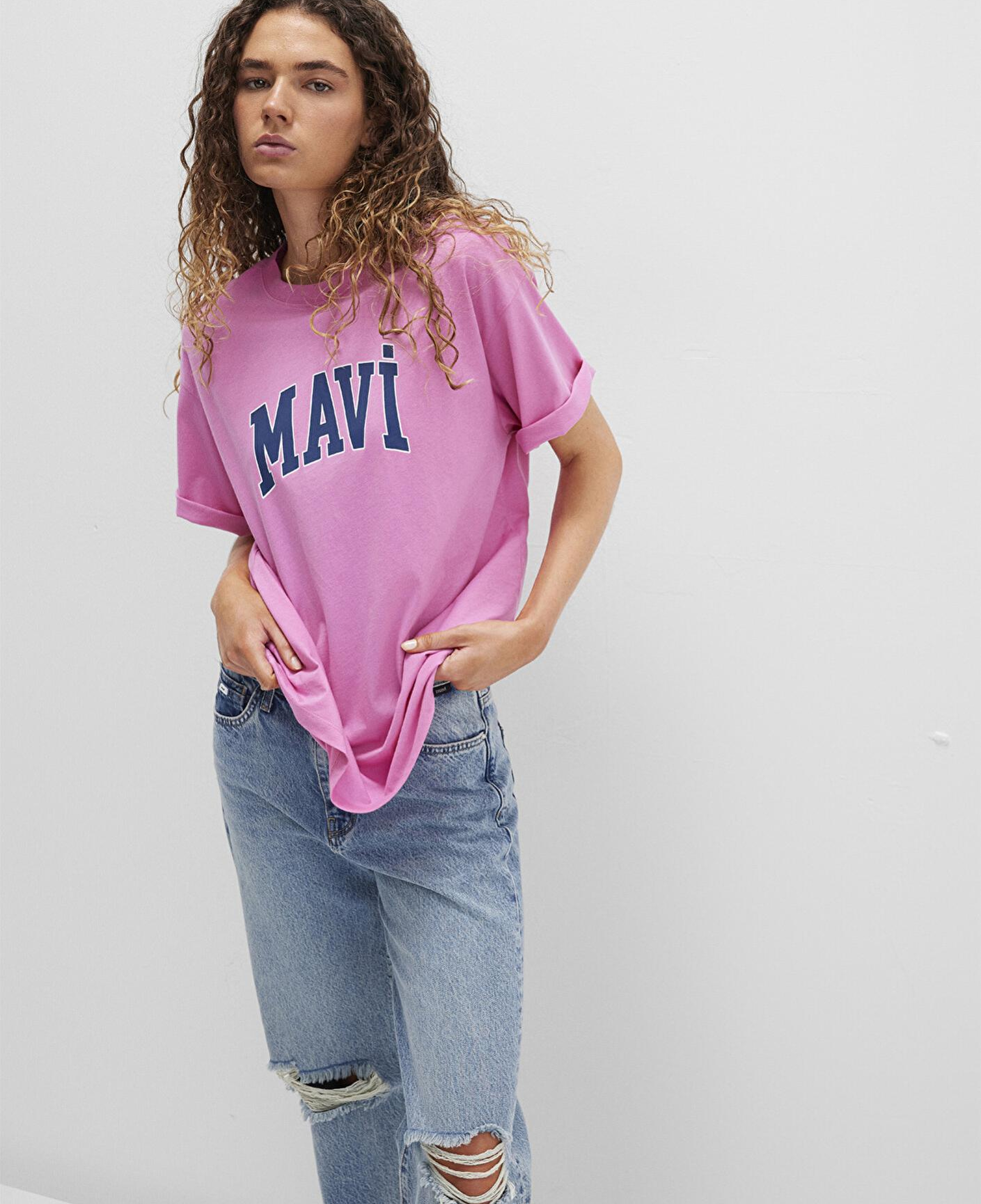 Mavi Mavi Logo Baskılı Pembe Tişört Oversize / Geniş Kesim 1600843-71033