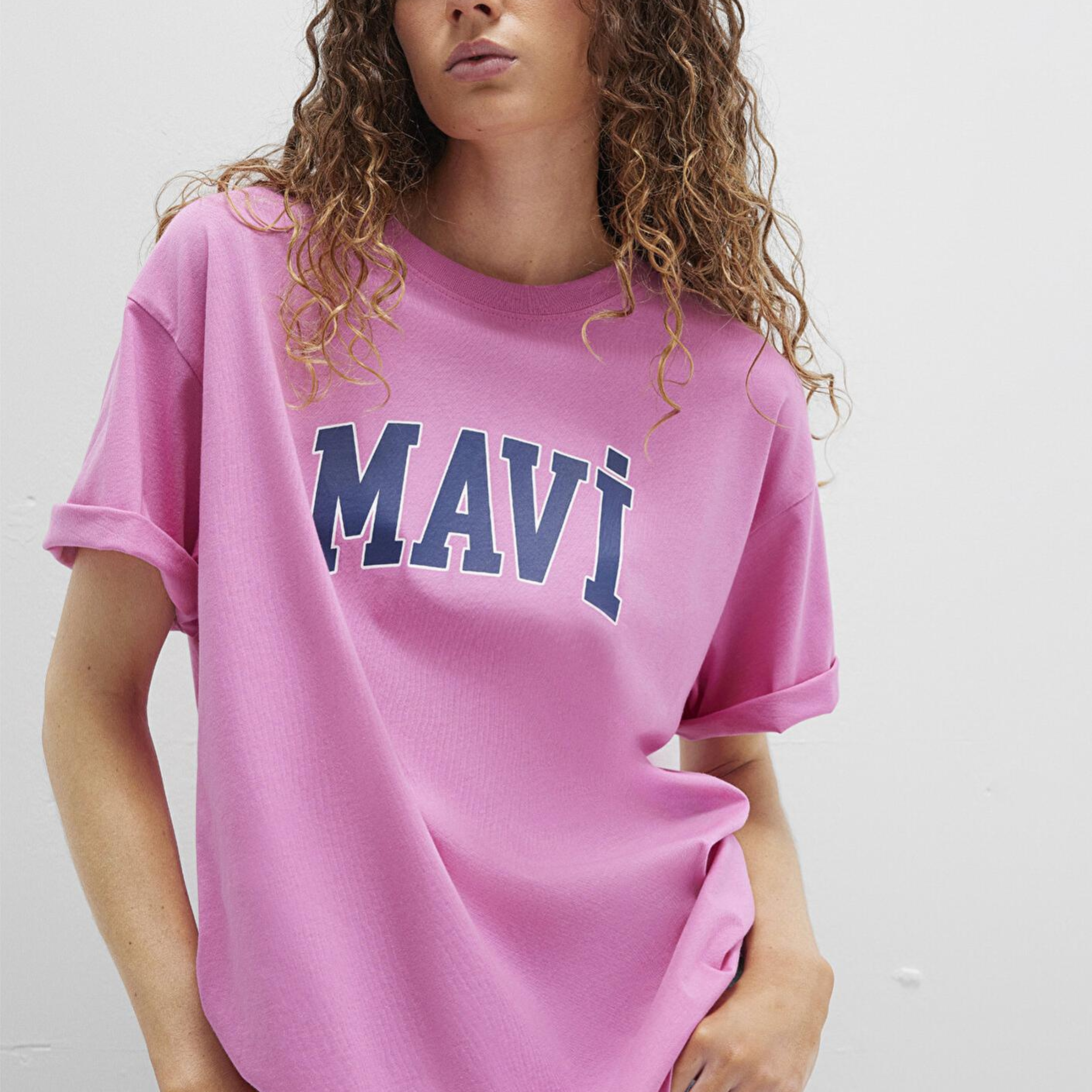 Mavi Mavi Logo Baskılı Pembe Tişört Oversize / Geniş Kesim 1600843-71033