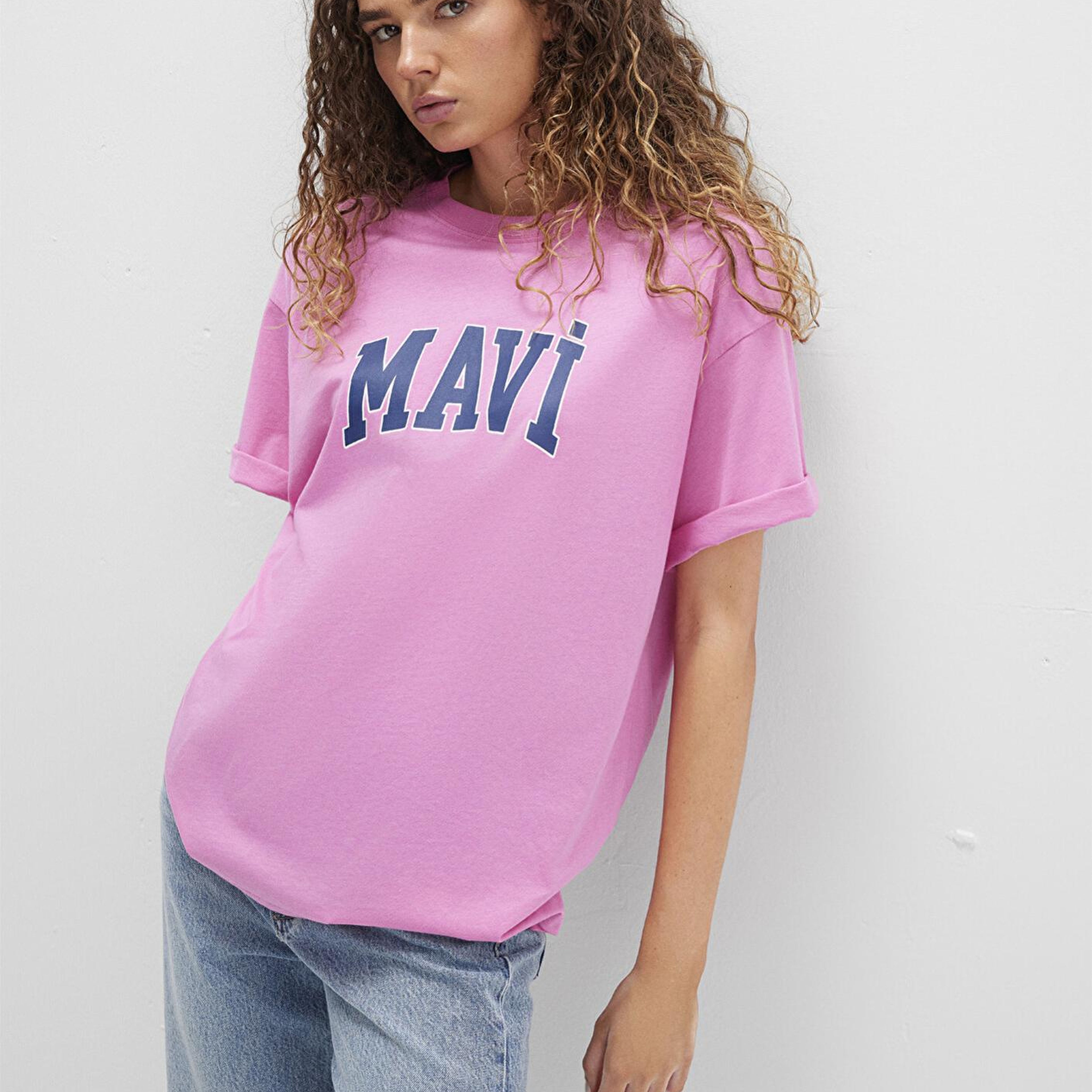 Mavi Mavi Logo Baskılı Pembe Tişört Oversize / Geniş Kesim 1600843-71033