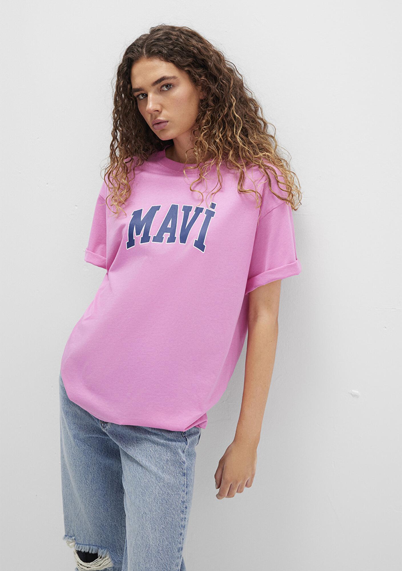 Mavi Mavi Logo Baskılı Pembe Tişört Oversize / Geniş Kesim 1600843-71033