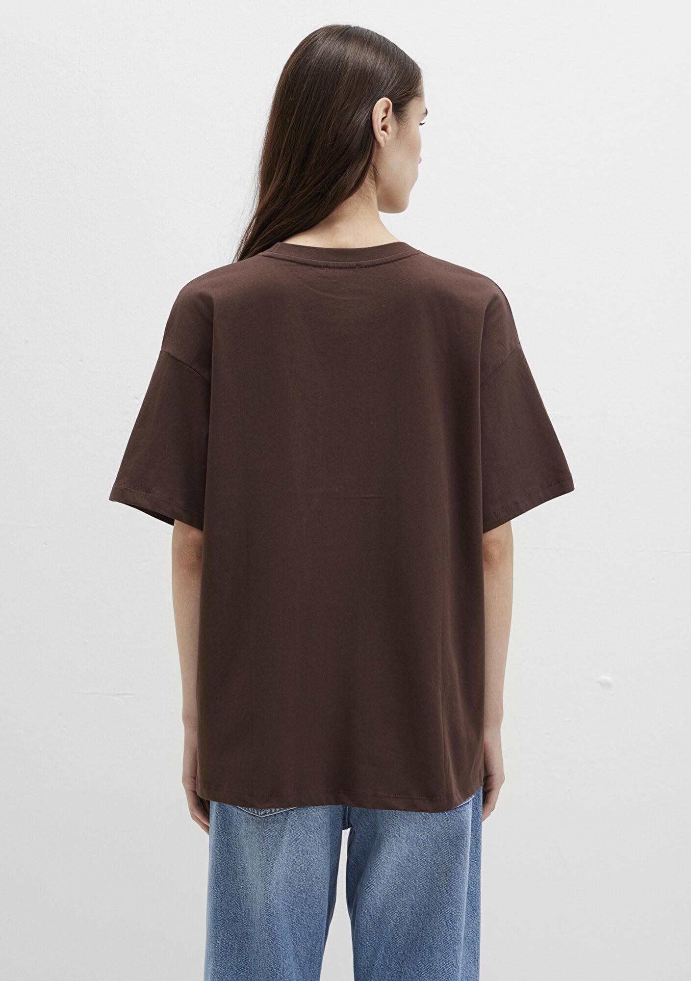 Mavi Mavi Logo Baskılı Kahverengi Tişört Oversize / Geniş Kesim 1600843-88062