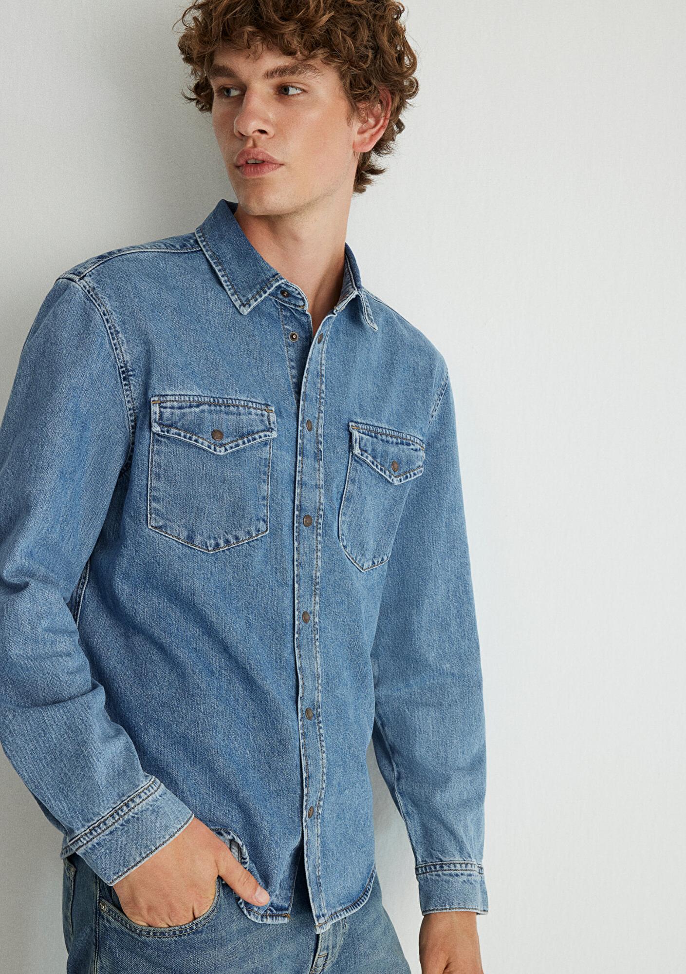 Mavi Ted Indigo Mavisi Jean Gömlek Slim Fit / Dar Kesim 0210909-87933