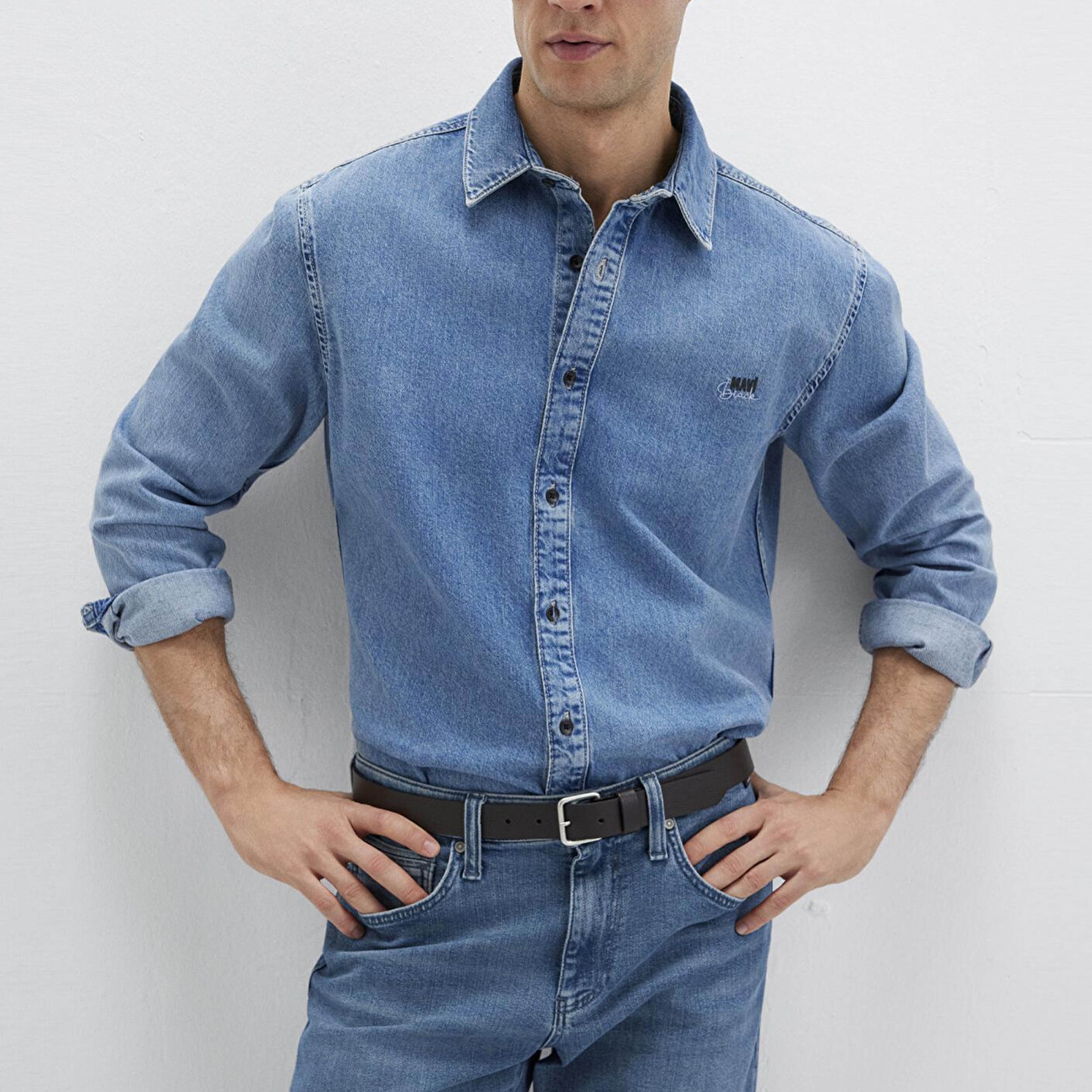 Mavi Roy Lux Black Puslu Açık Mavi Jean Gömlek Slim Fit / Dar Kesim 0210496-87937