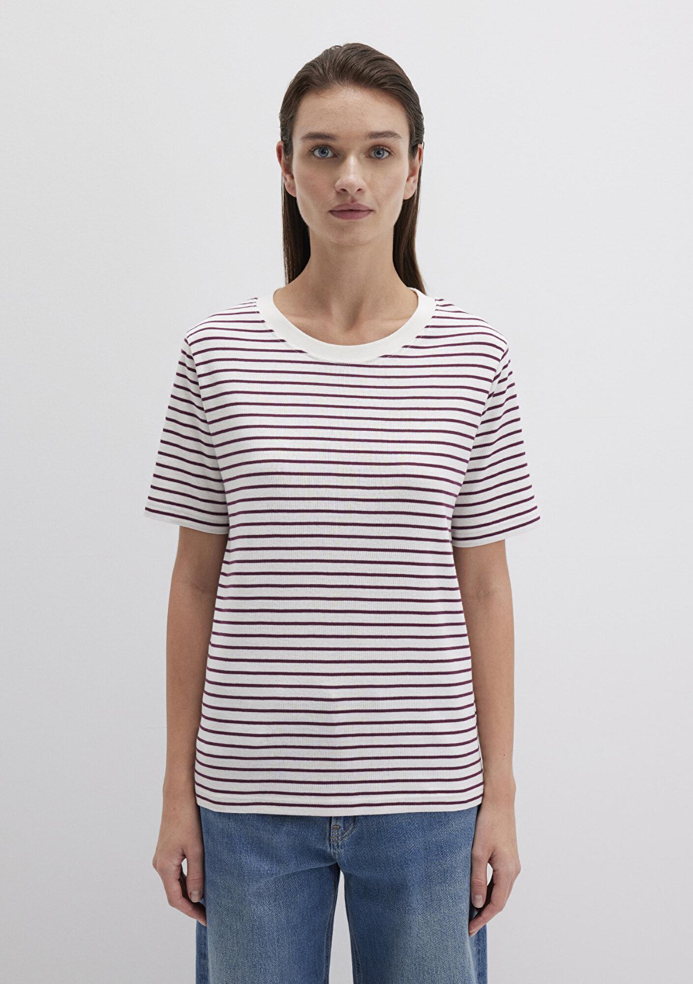 Mavi Bordo Çizgili Basic Tişört Regular Fit / Normal Kesim 1611653-88108