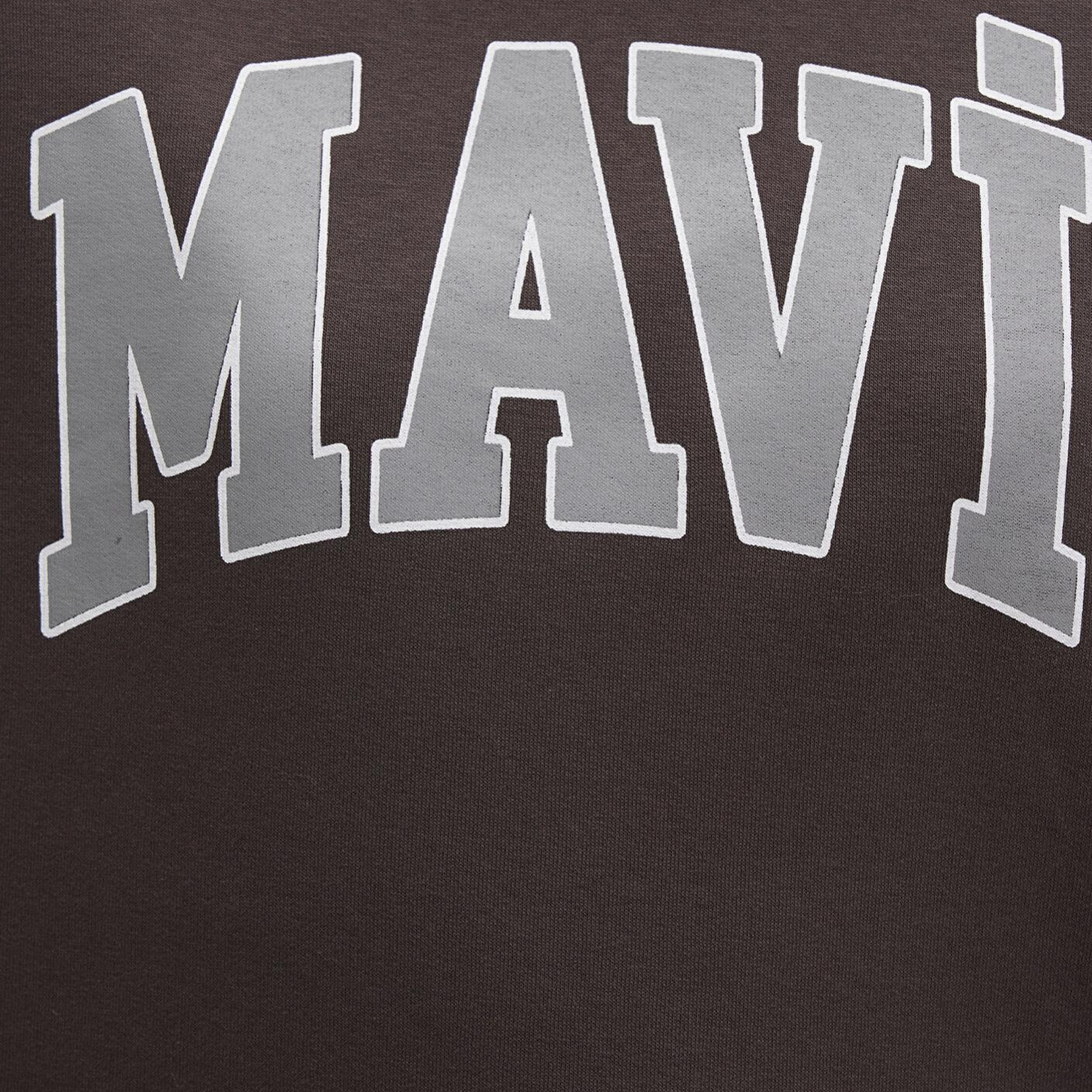 Mavi Mavi Logo Baskılı Kapüşonlu Kahverengi Sweatshirt 1600361-70222