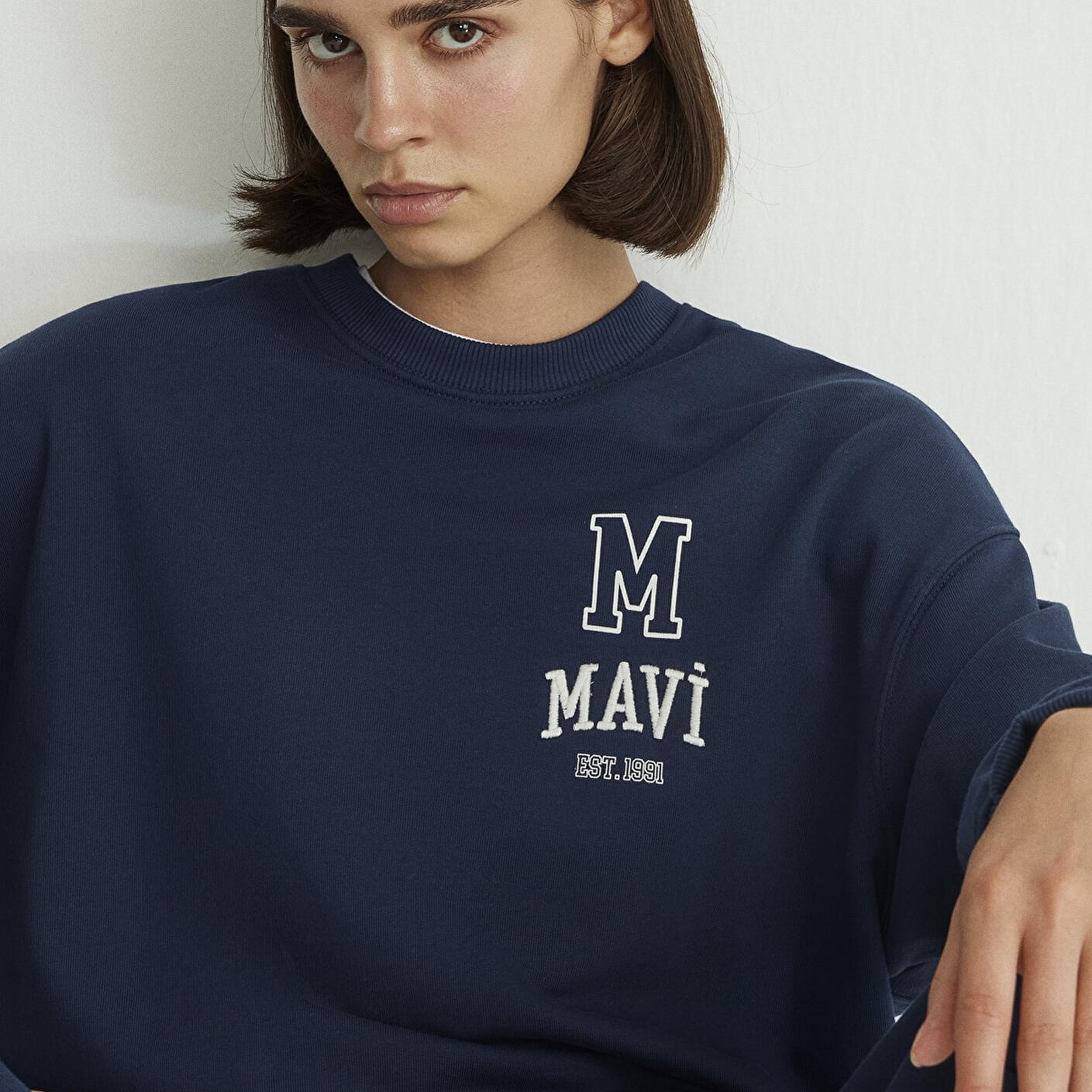 Mavi Mavi Logo Baskılı Lacivert Sweatshirt 1S10148-70488