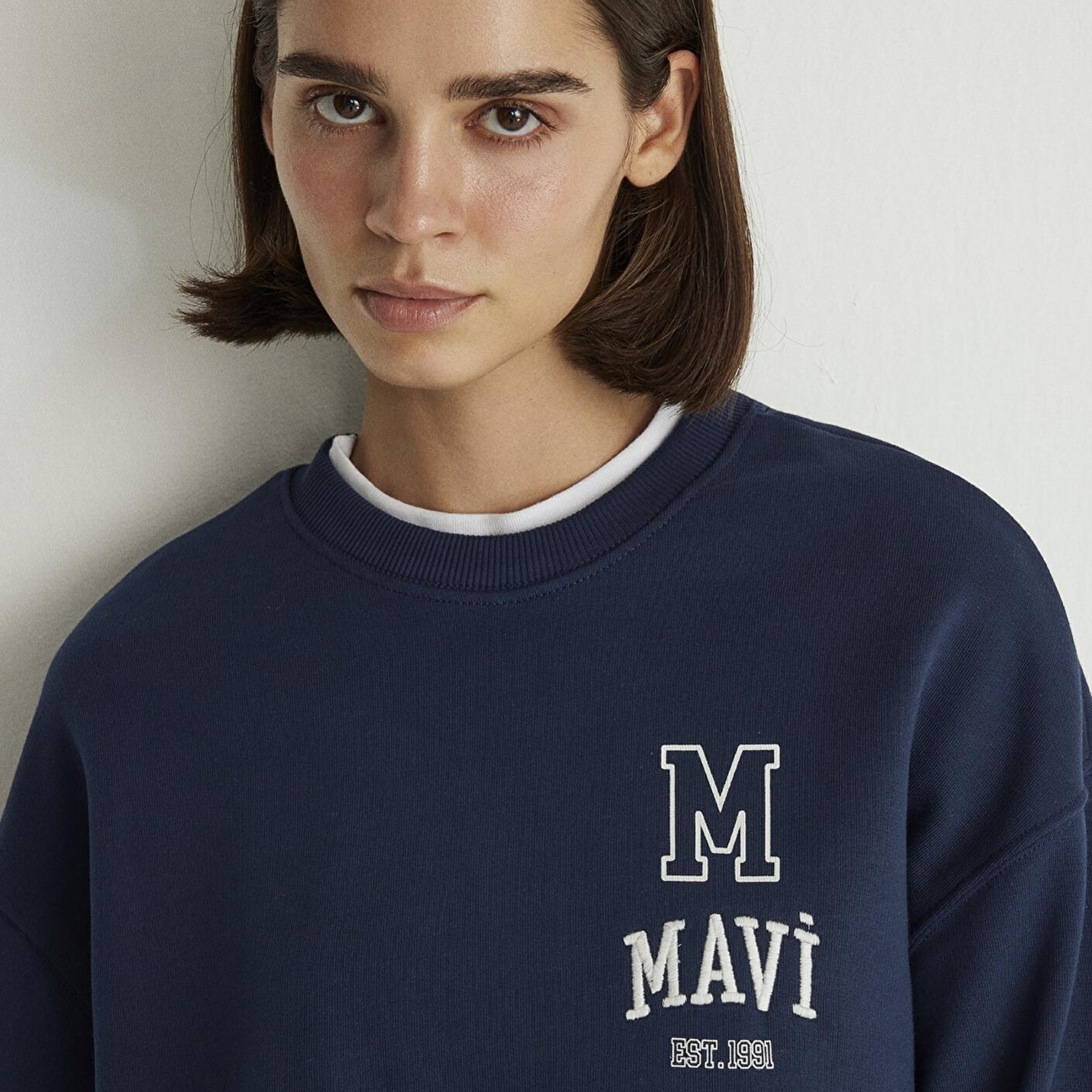 Mavi Mavi Logo Baskılı Lacivert Sweatshirt 1S10148-70488