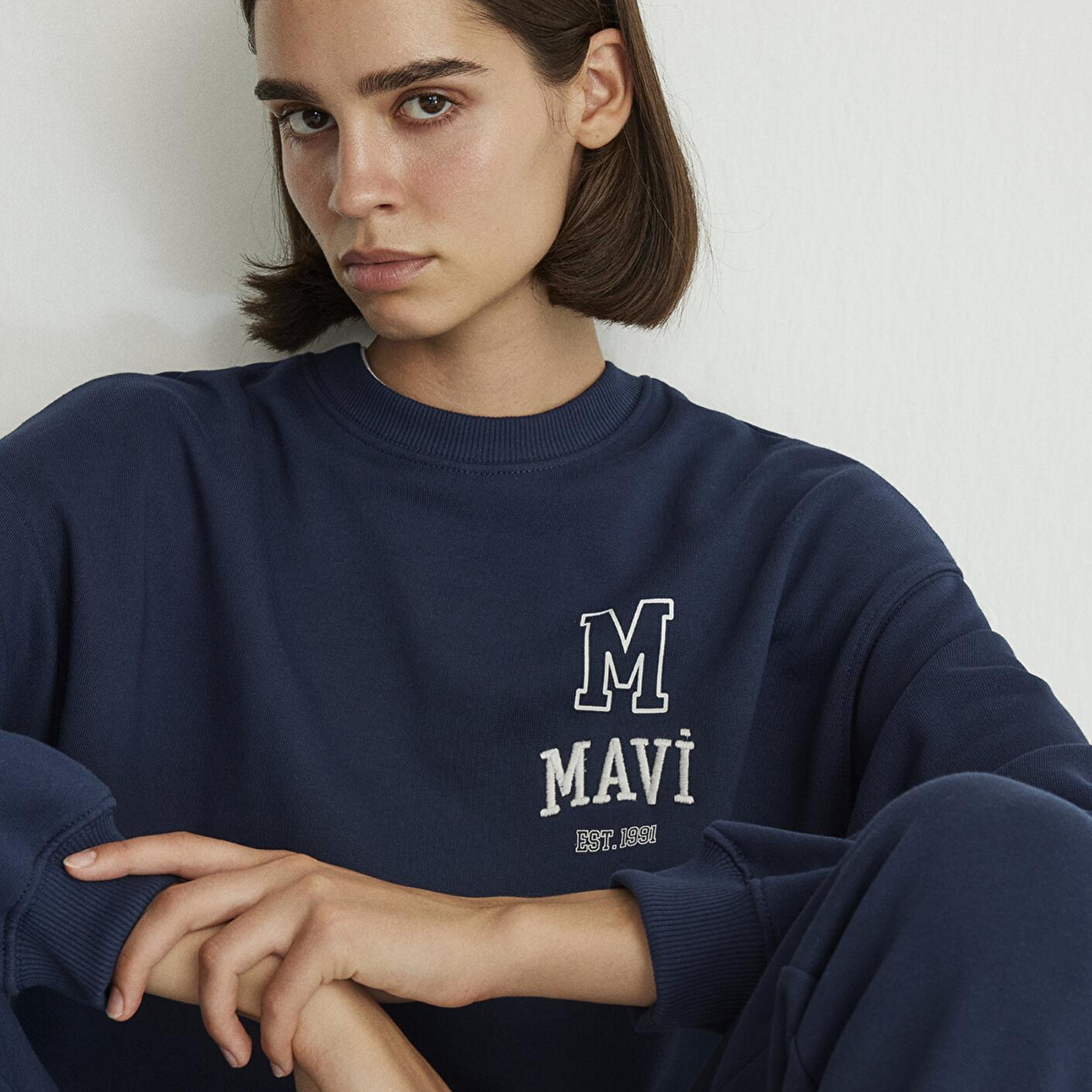 Mavi Mavi Logo Baskılı Lacivert Sweatshirt 1S10148-70488
