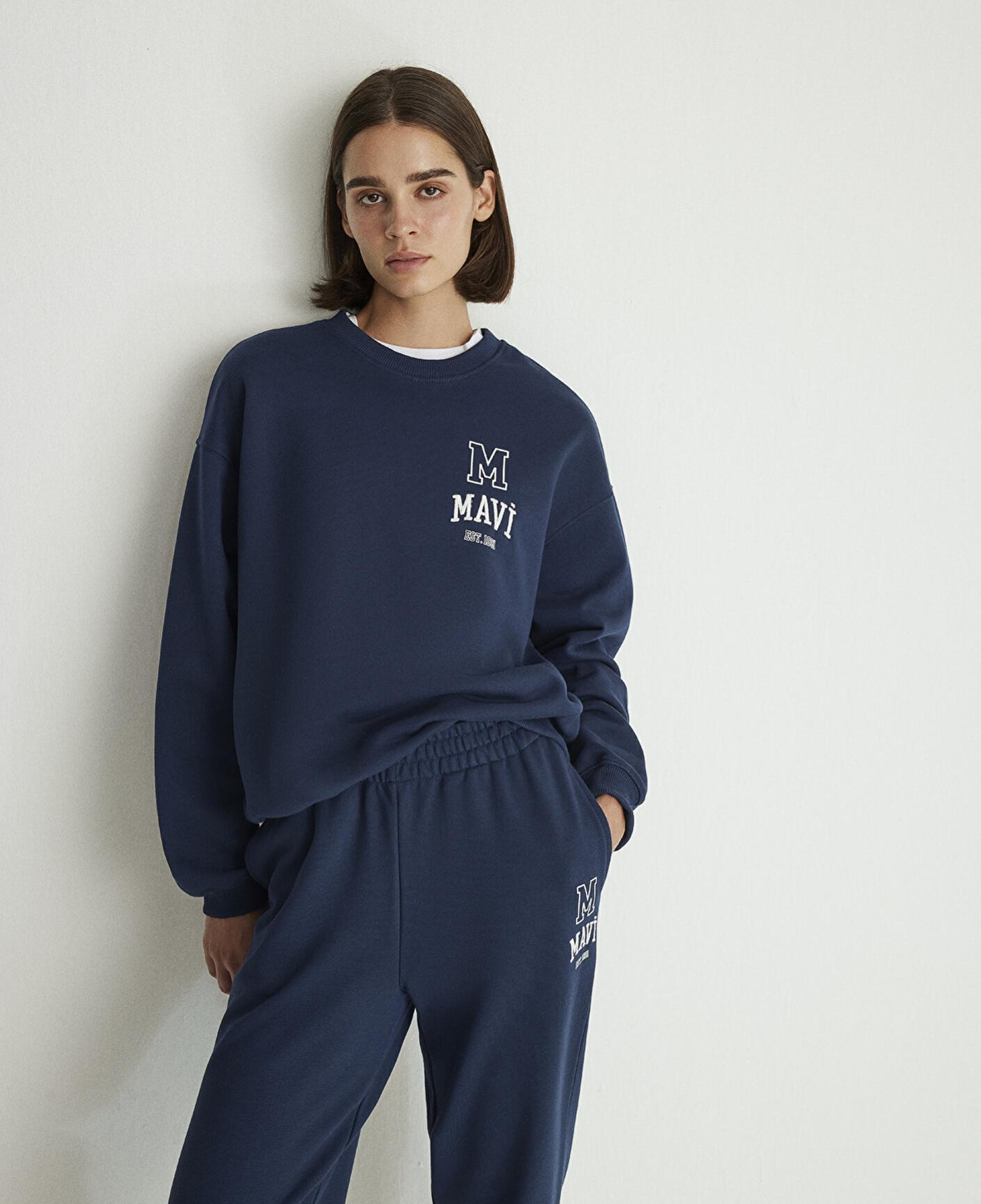 Mavi Mavi Logo Baskılı Lacivert Sweatshirt 1S10148-70488