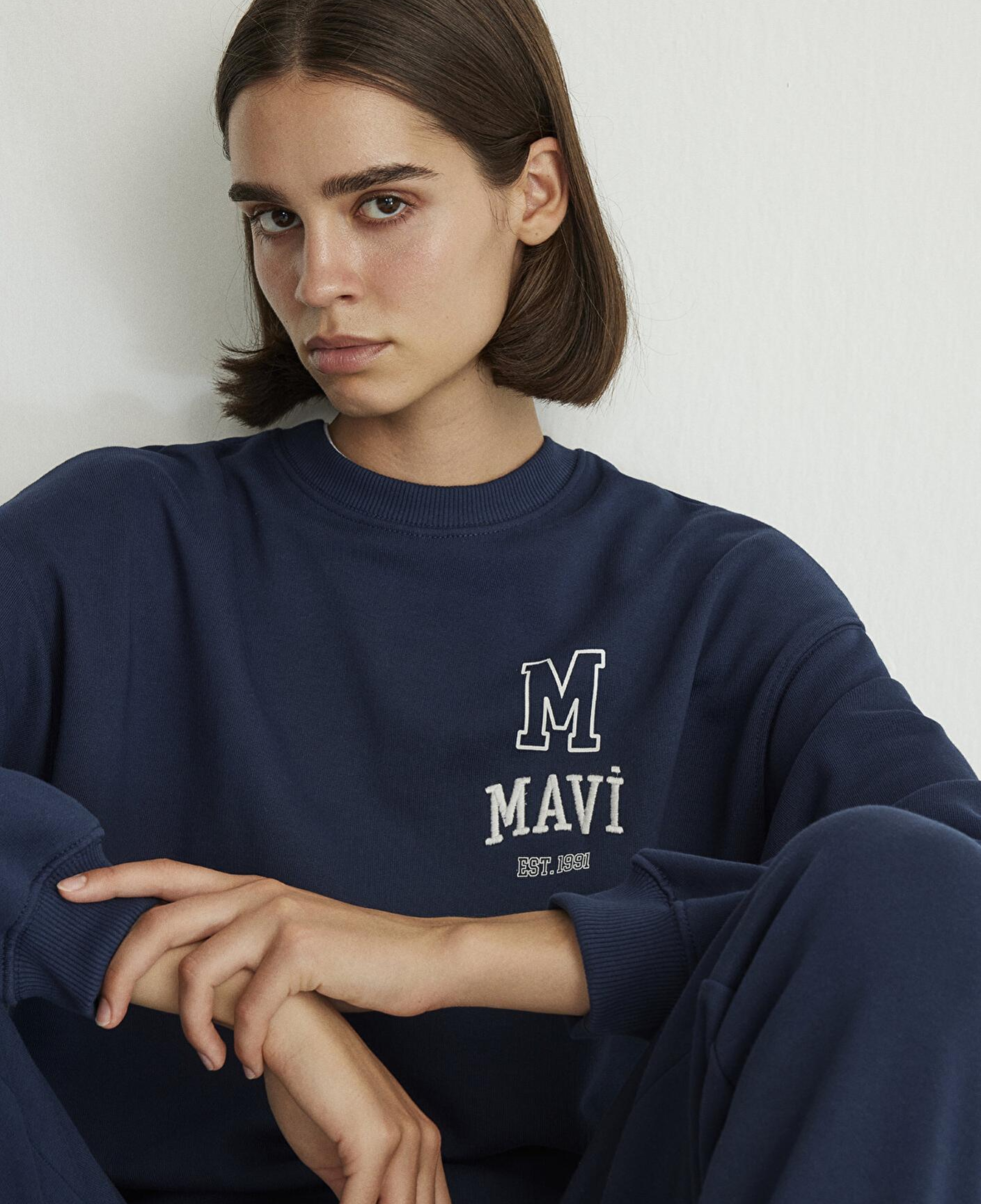 Mavi Mavi Logo Baskılı Lacivert Sweatshirt 1S10148-70488