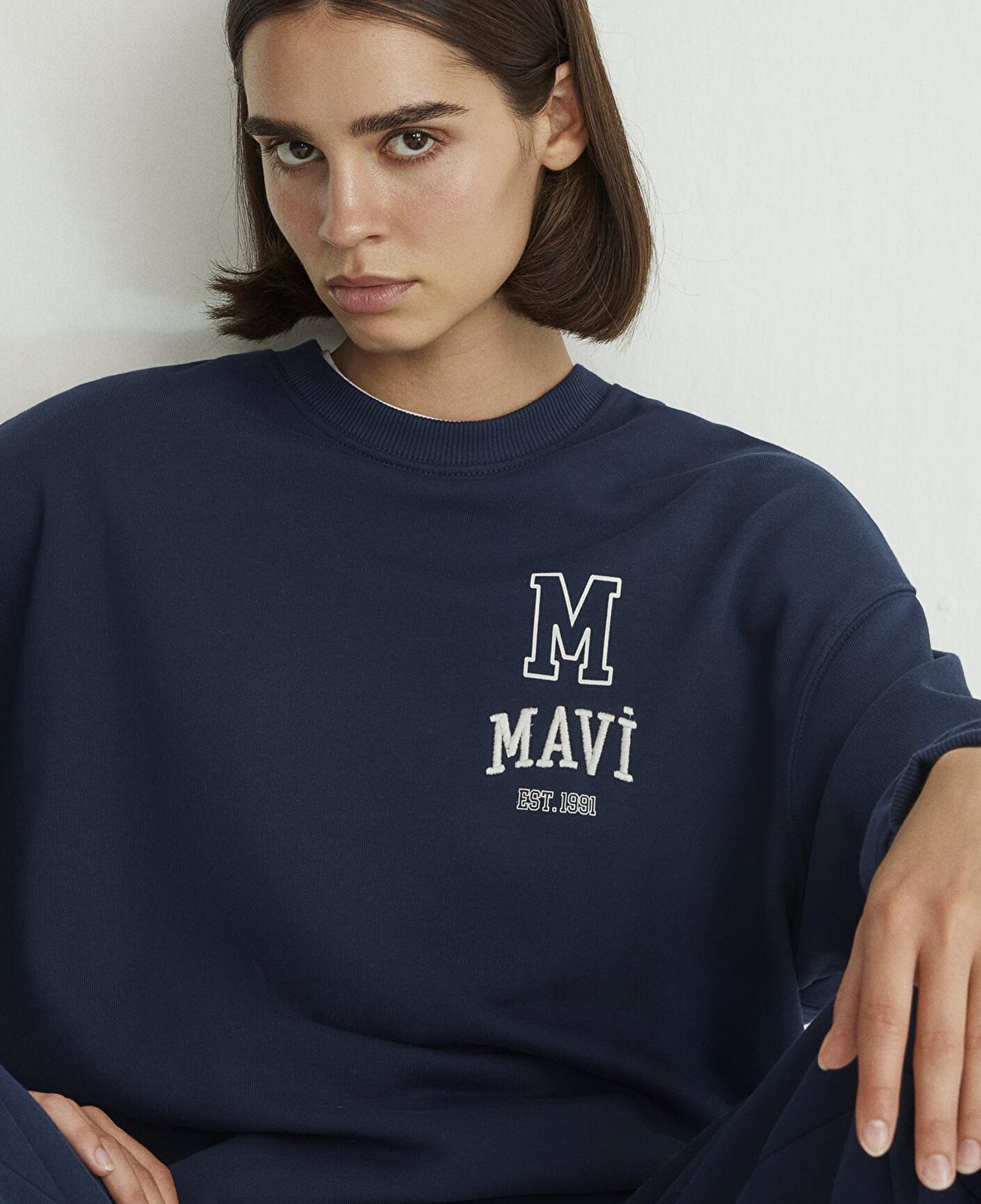 Mavi Mavi Logo Baskılı Lacivert Sweatshirt 1S10148-70488