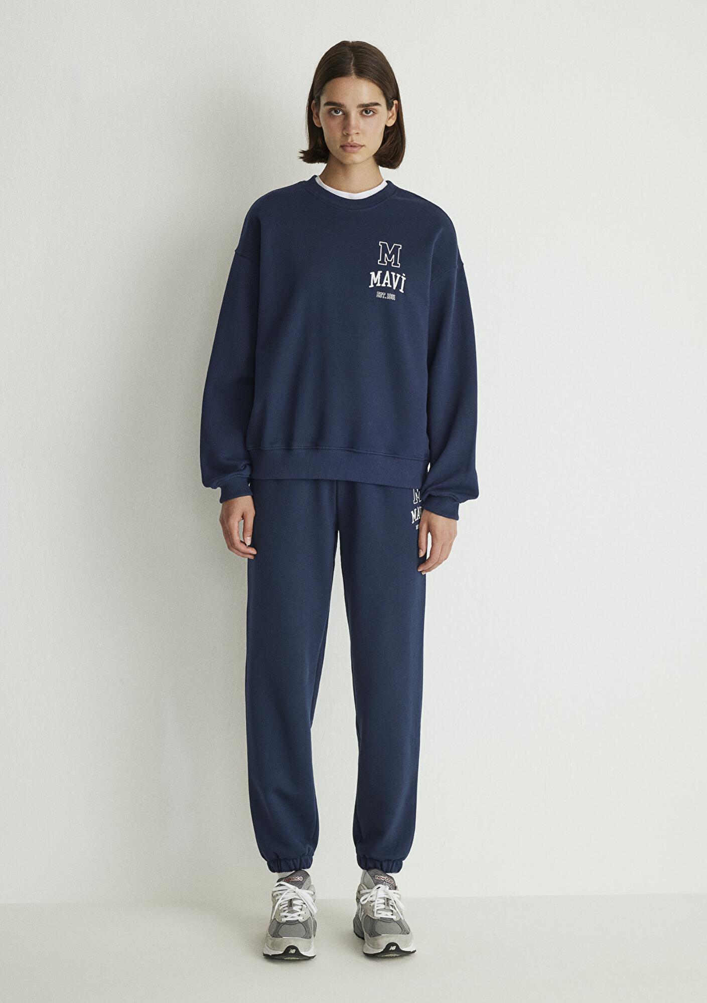 Mavi Mavi Logo Baskılı Lacivert Sweatshirt 1S10148-70488