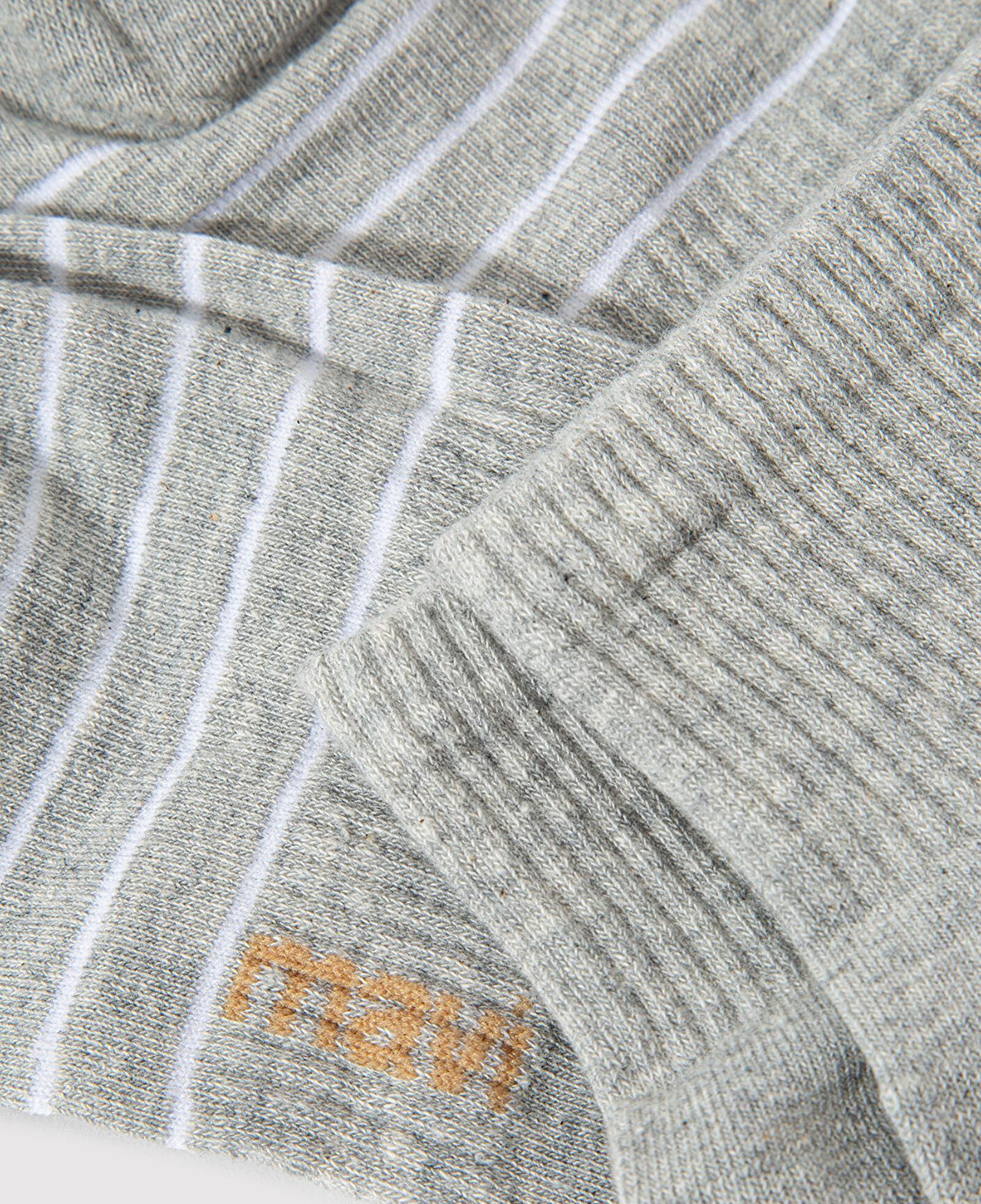 Mavi Çizgi Detaylı Gri Soket Çorap 0911595-82816