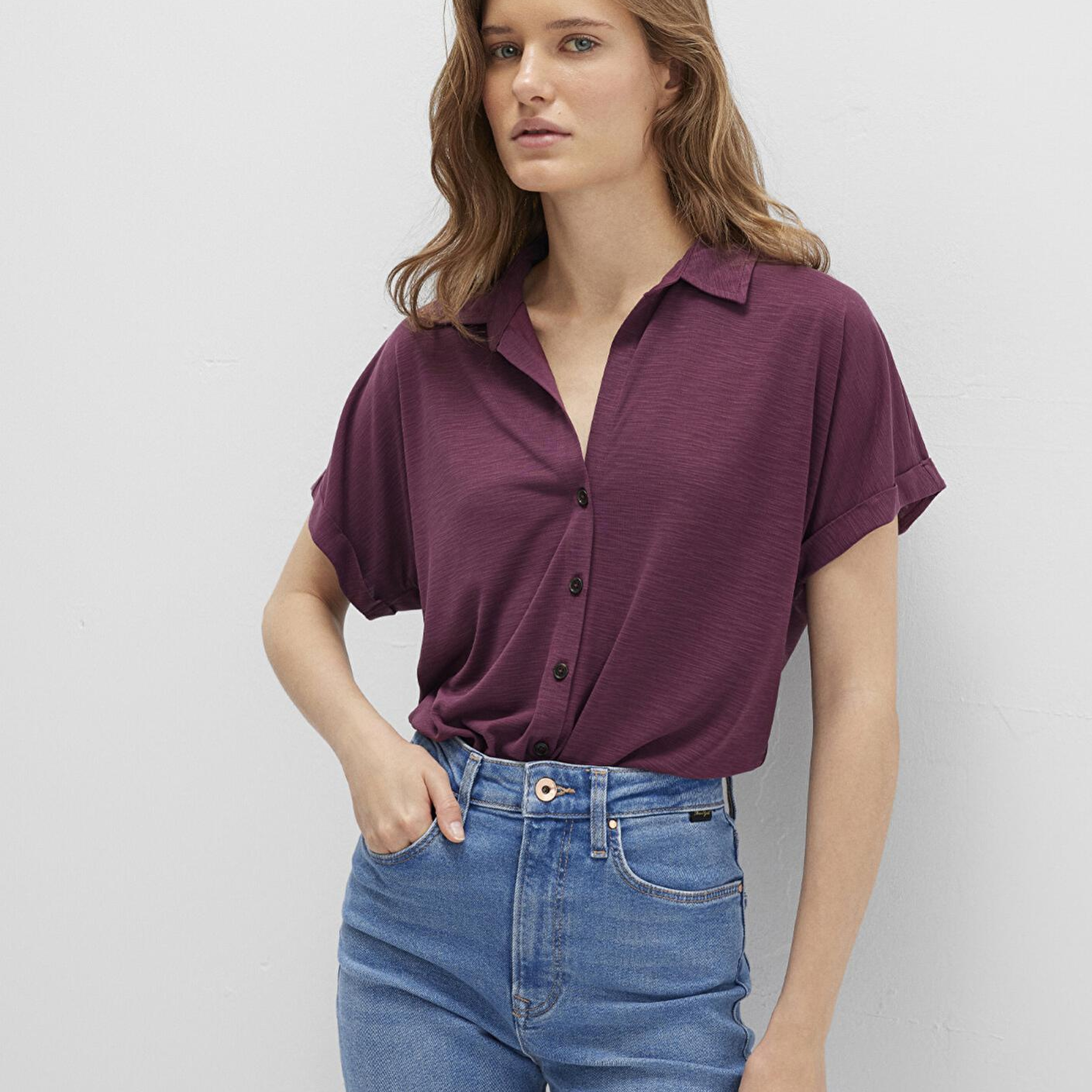 Mavi Lux Touch (TENCEL™) Mor Modal Gömlek Regular Fit / Normal Kesim 168081-70664