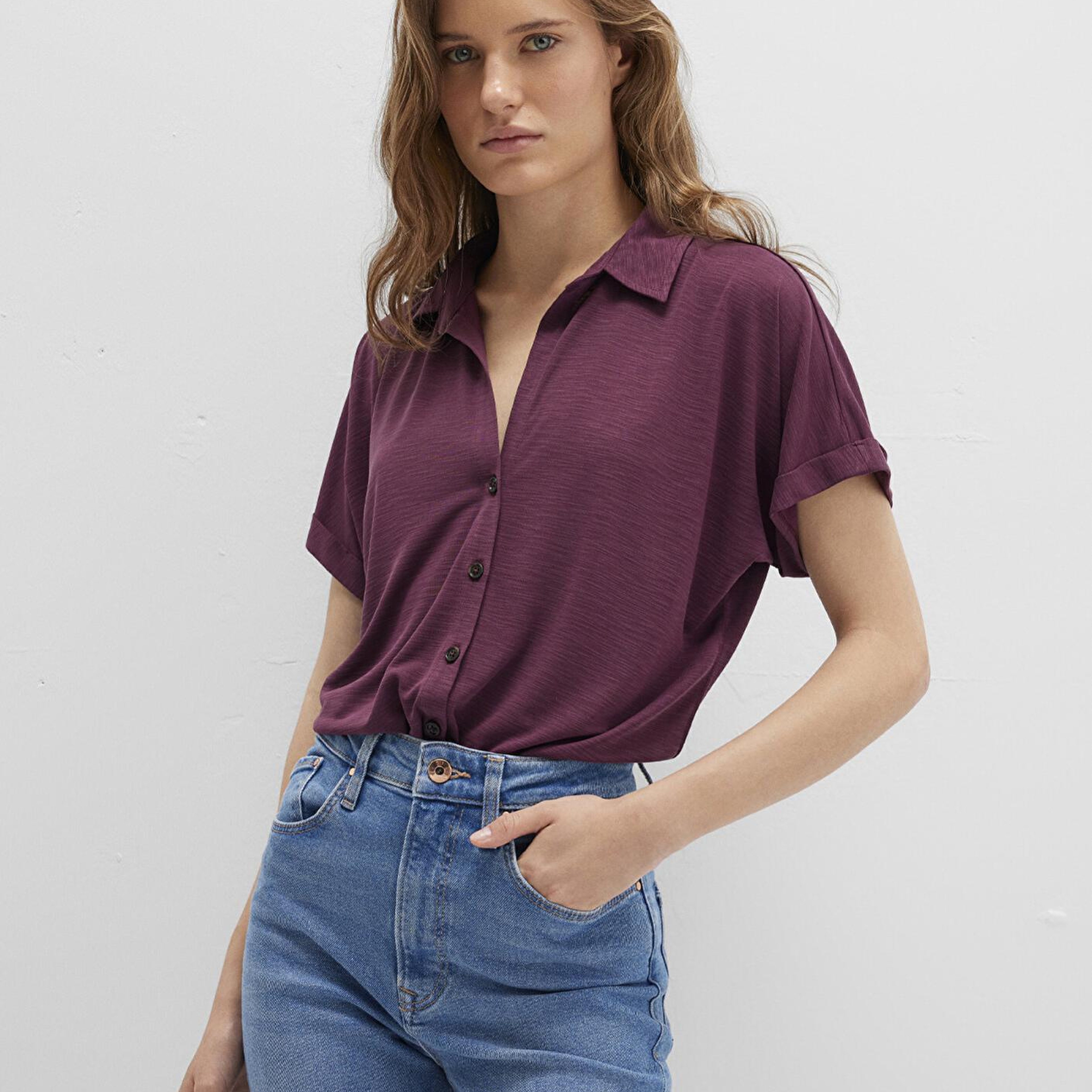 Mavi Lux Touch (TENCEL™) Mor Modal Gömlek Regular Fit / Normal Kesim 168081-70664