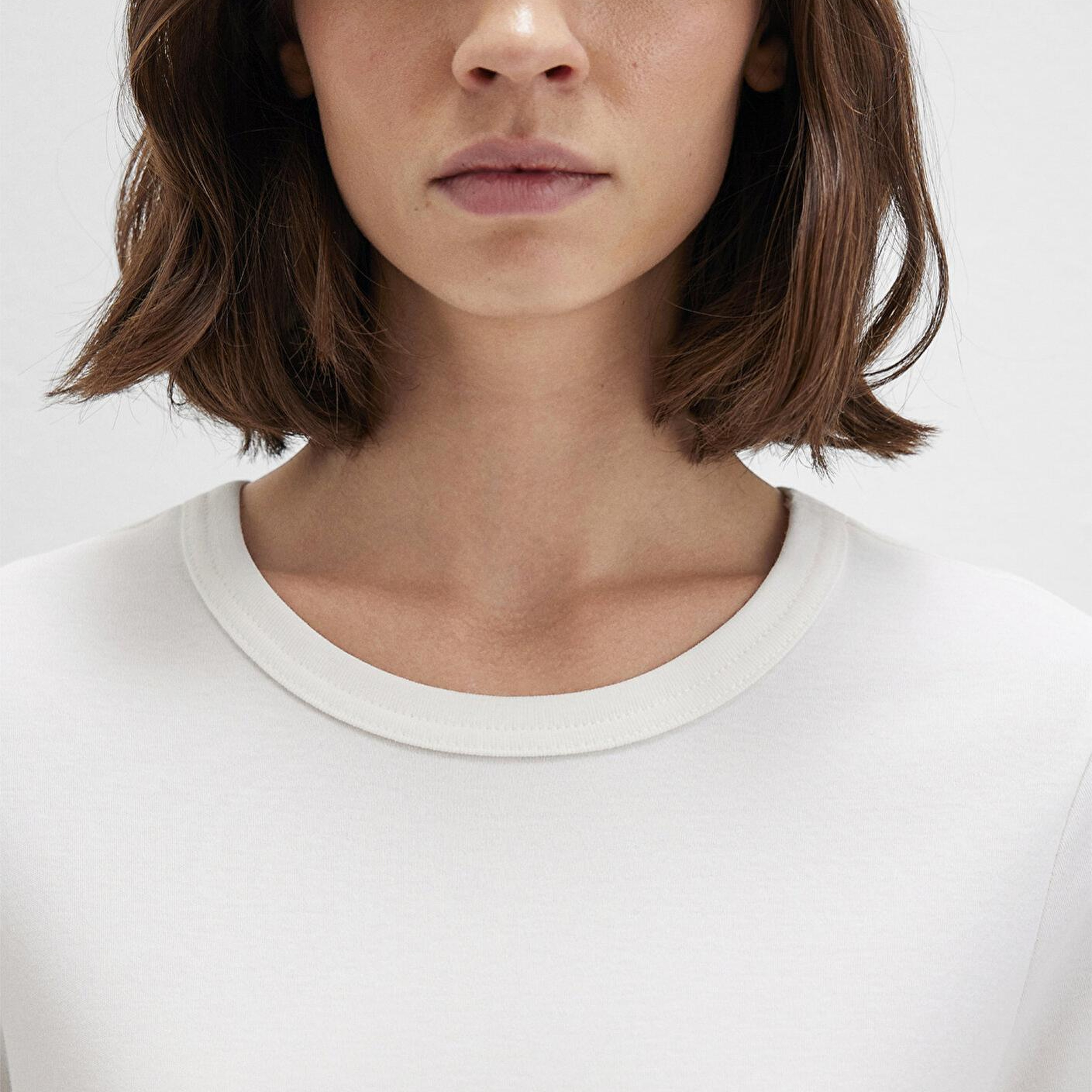 Mavi Bisiklet Yaka İnterlok Beyaz Basic Tişört Slim Fit / Dar Kesim 1612707-70057