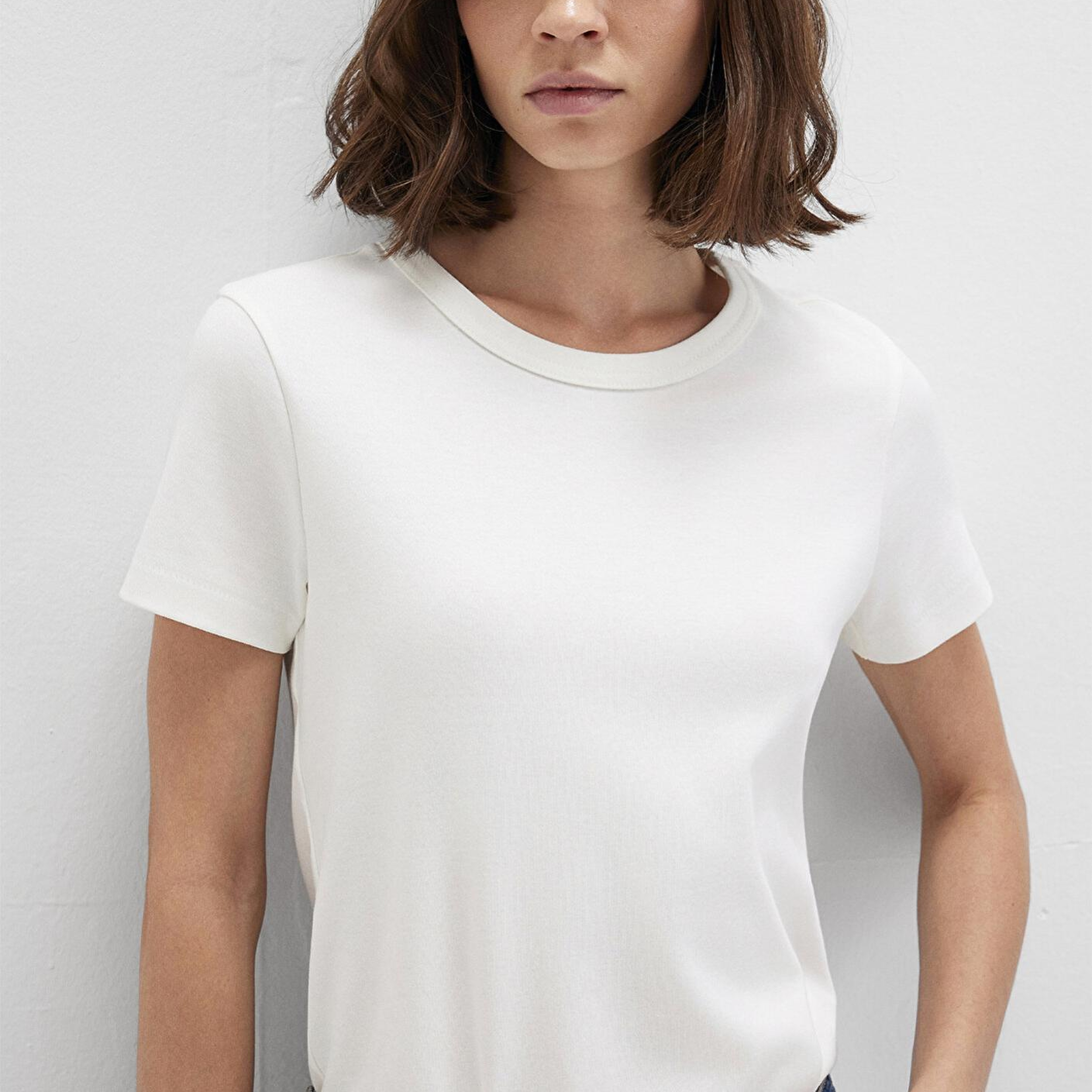 Mavi Bisiklet Yaka İnterlok Beyaz Basic Tişört Slim Fit / Dar Kesim 1612707-70057