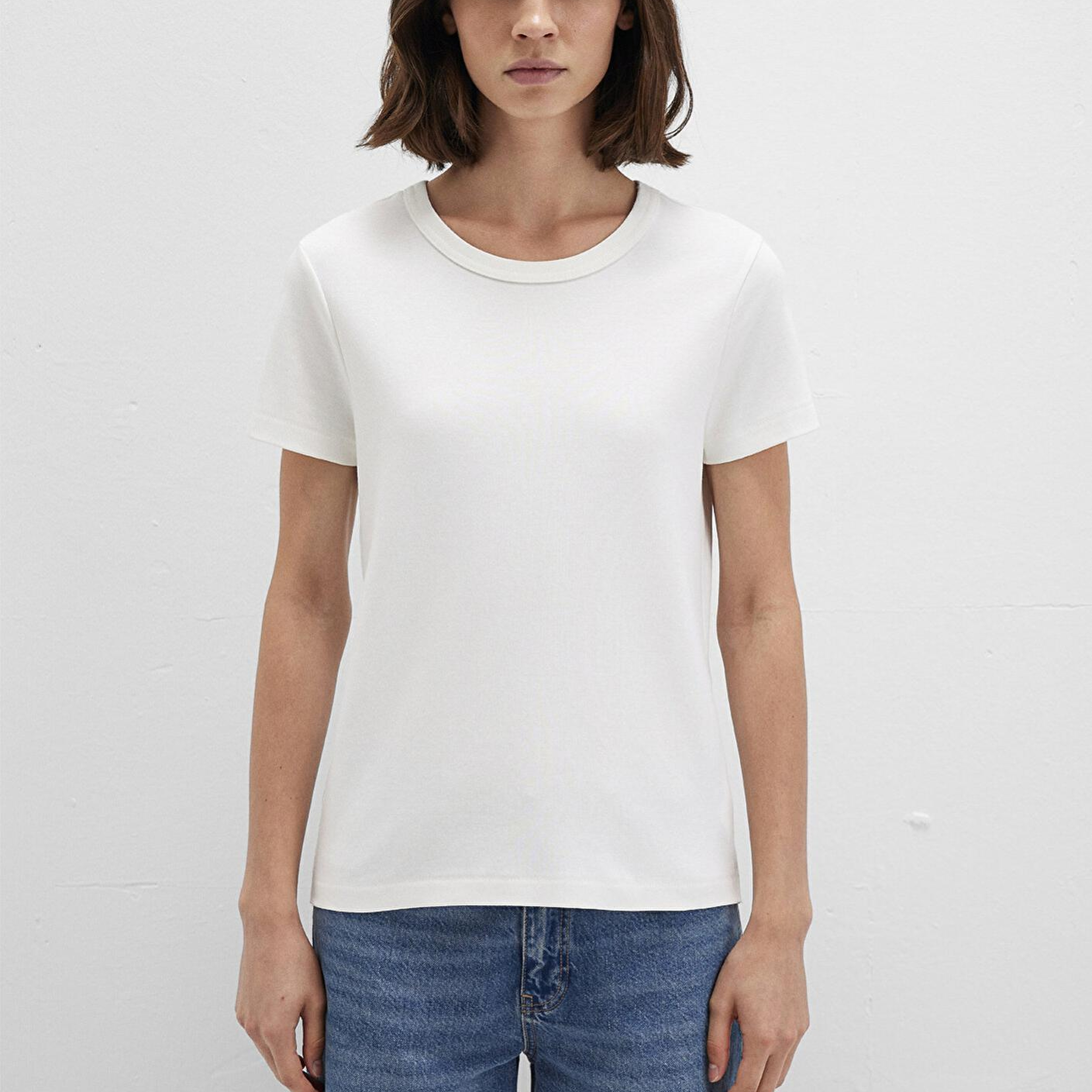 Mavi Bisiklet Yaka İnterlok Beyaz Basic Tişört Slim Fit / Dar Kesim 1612707-70057