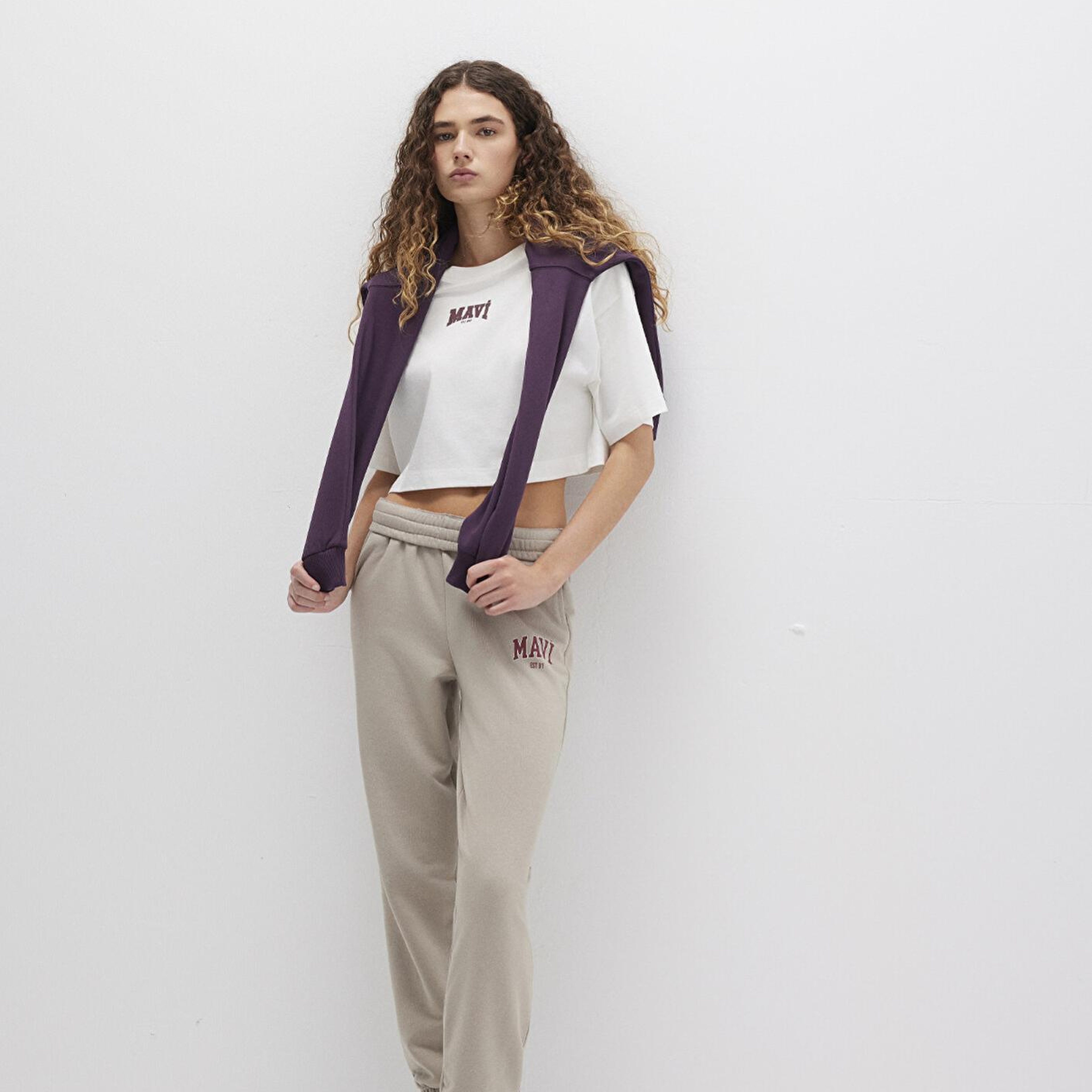 Mavi Mavi Logo Baskılı Bej Eşofman Altı 1010757-70112