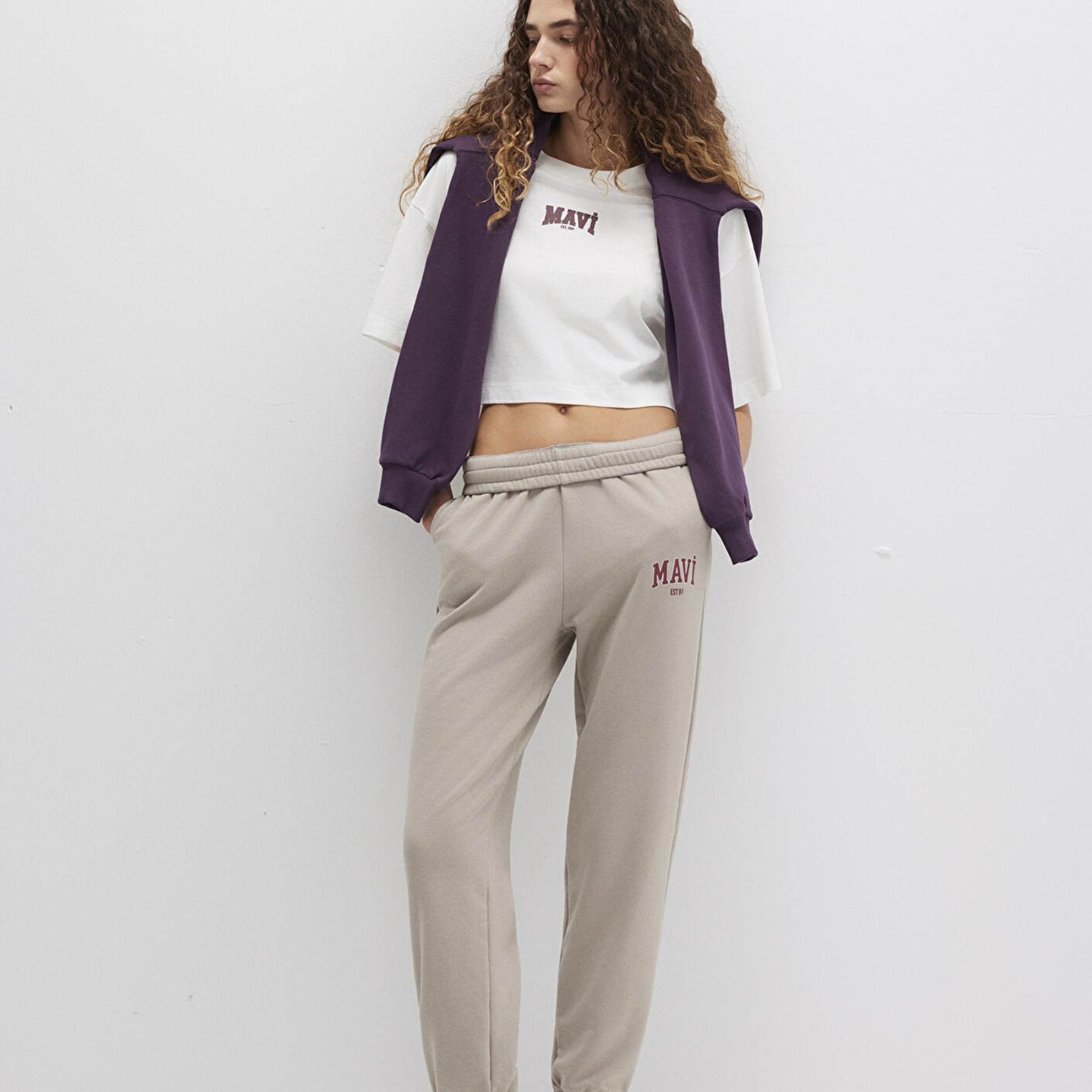 Mavi Mavi Logo Baskılı Bej Eşofman Altı 1010757-70112