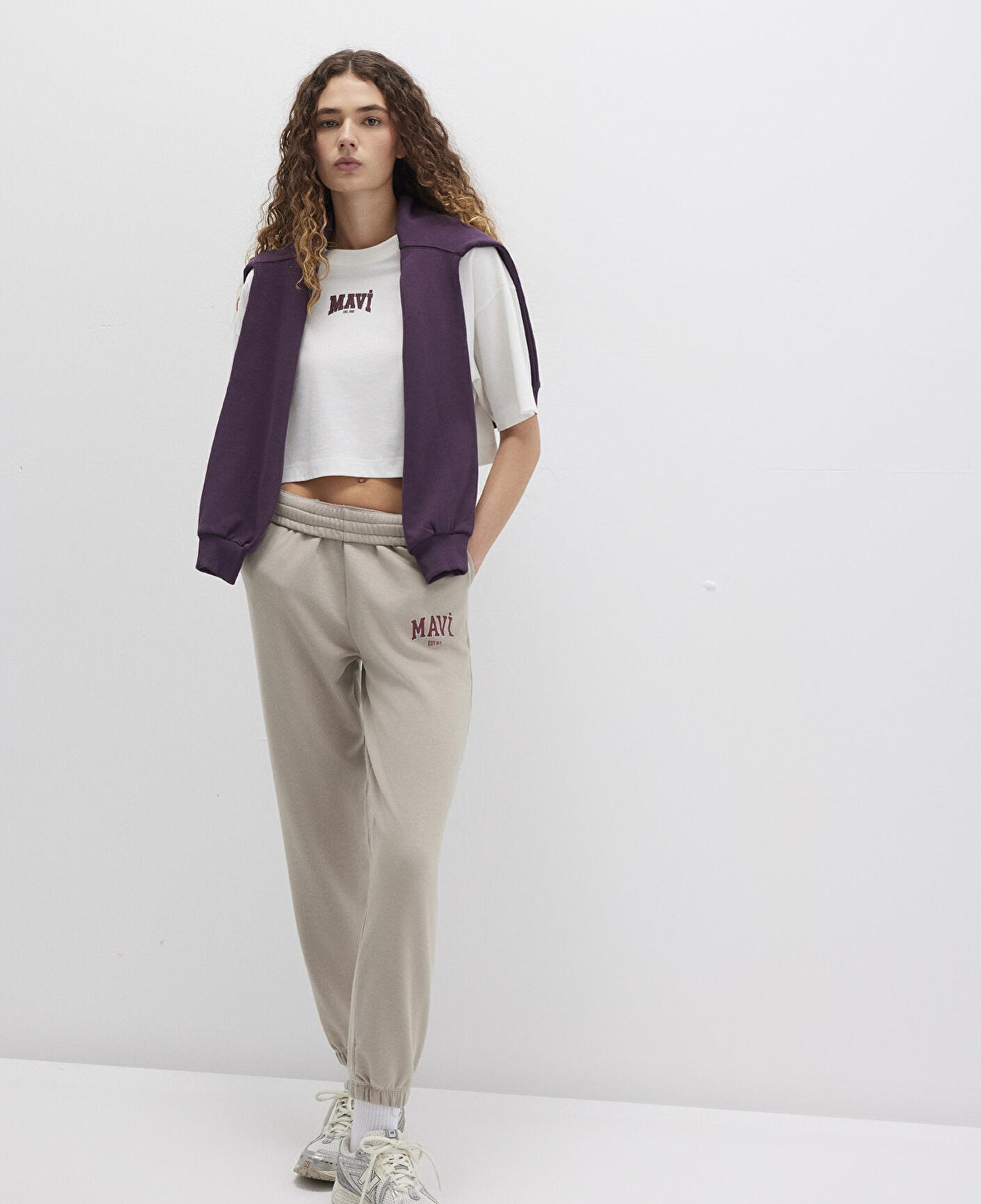 Mavi Mavi Logo Baskılı Bej Eşofman Altı 1010757-70112