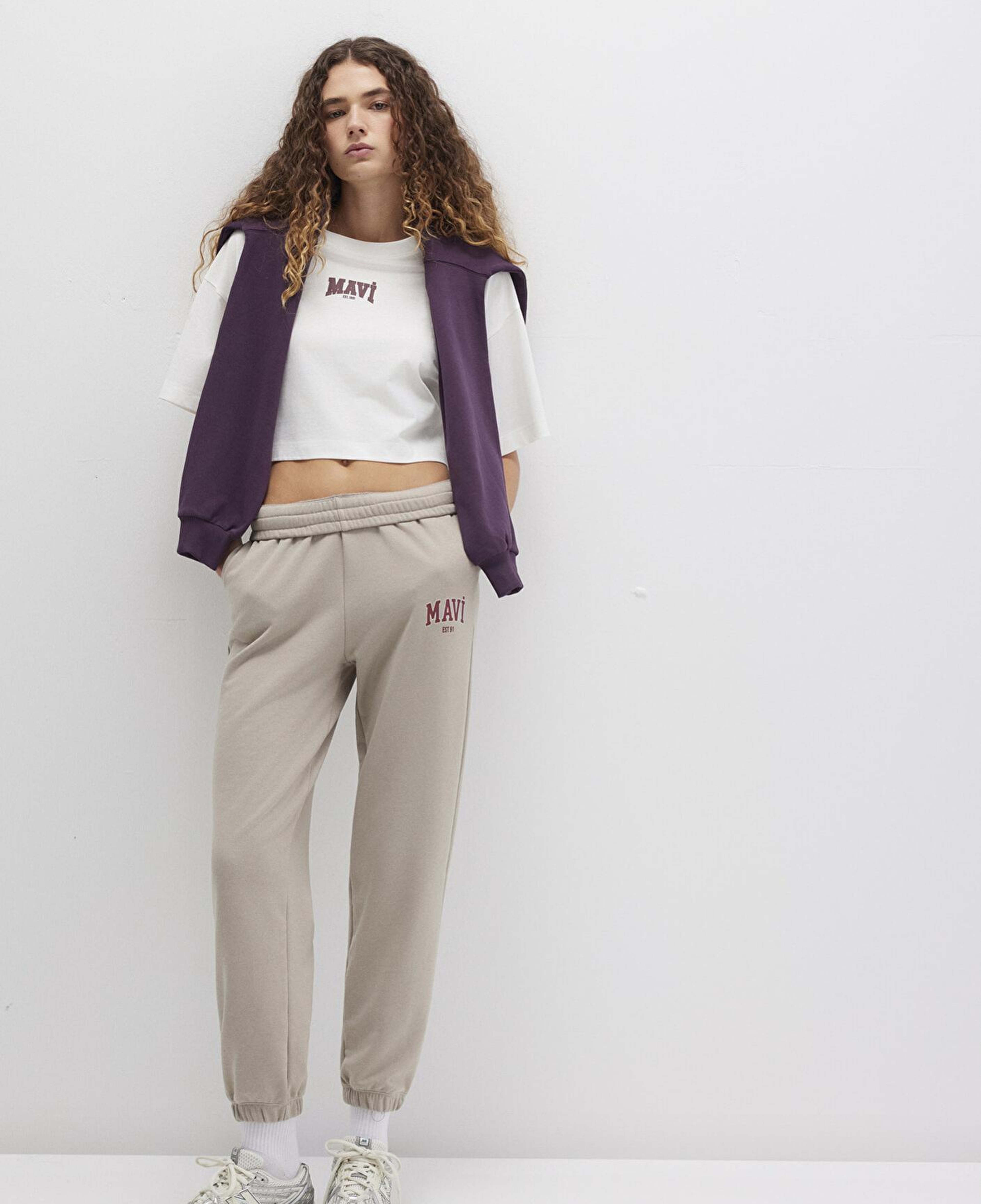 Mavi Mavi Logo Baskılı Bej Eşofman Altı 1010757-70112