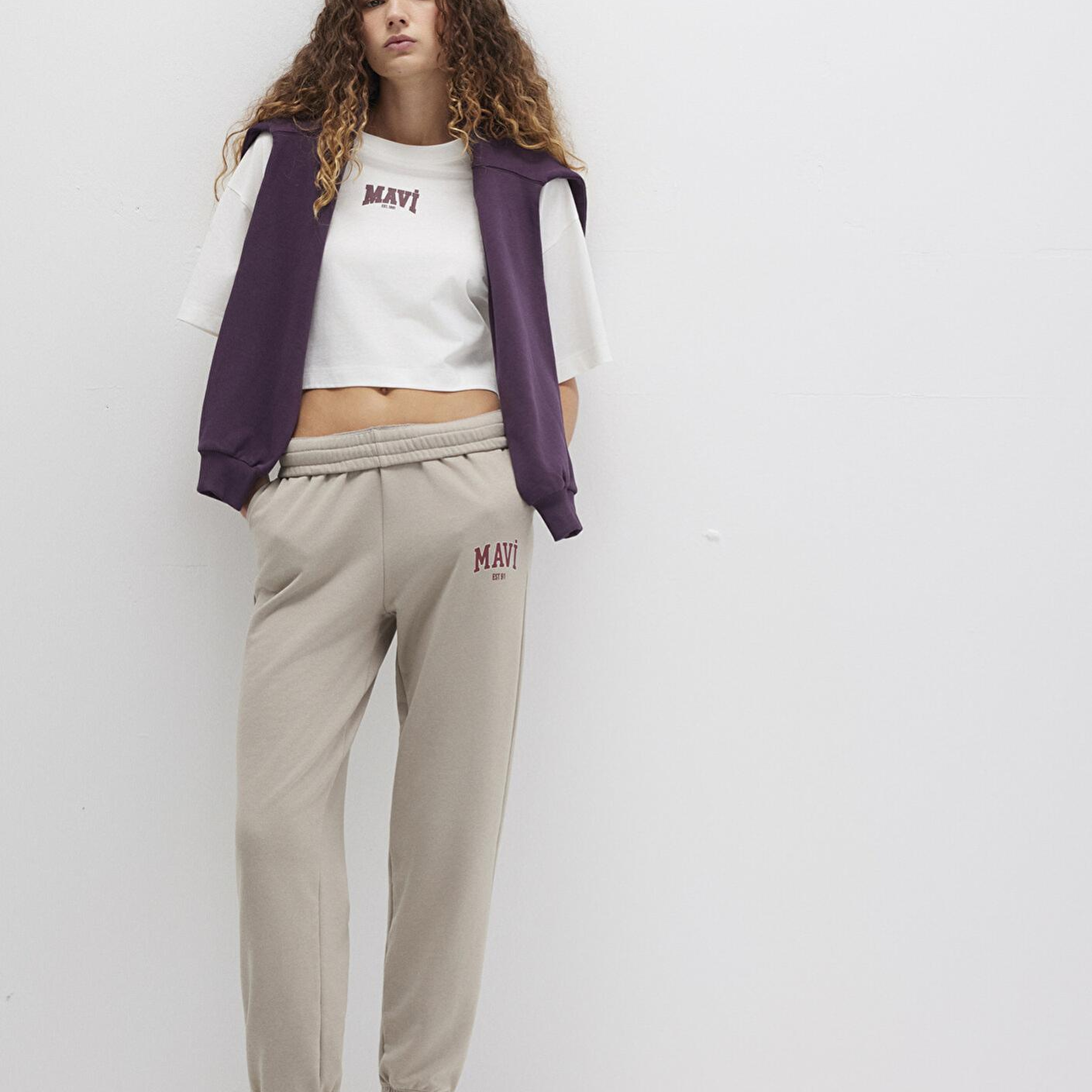 Mavi Mavi Logo Baskılı Bej Eşofman Altı 1010757-70112