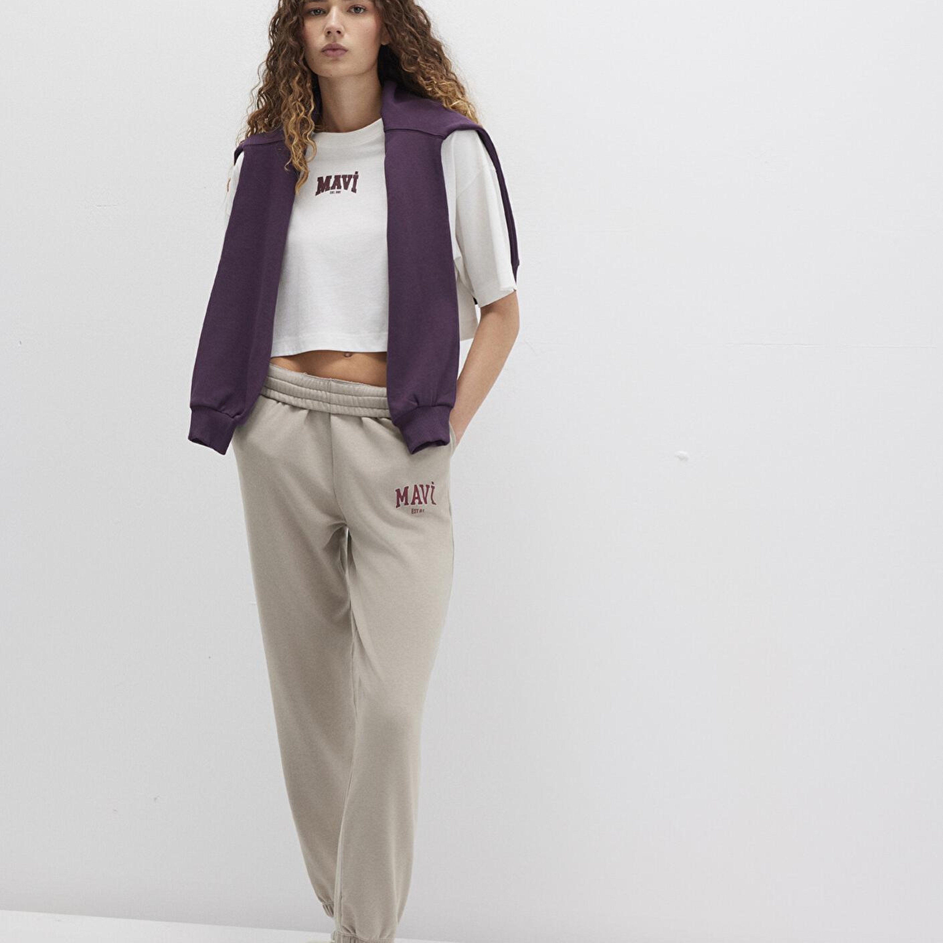 Mavi Mavi Logo Baskılı Bej Eşofman Altı 1010757-70112