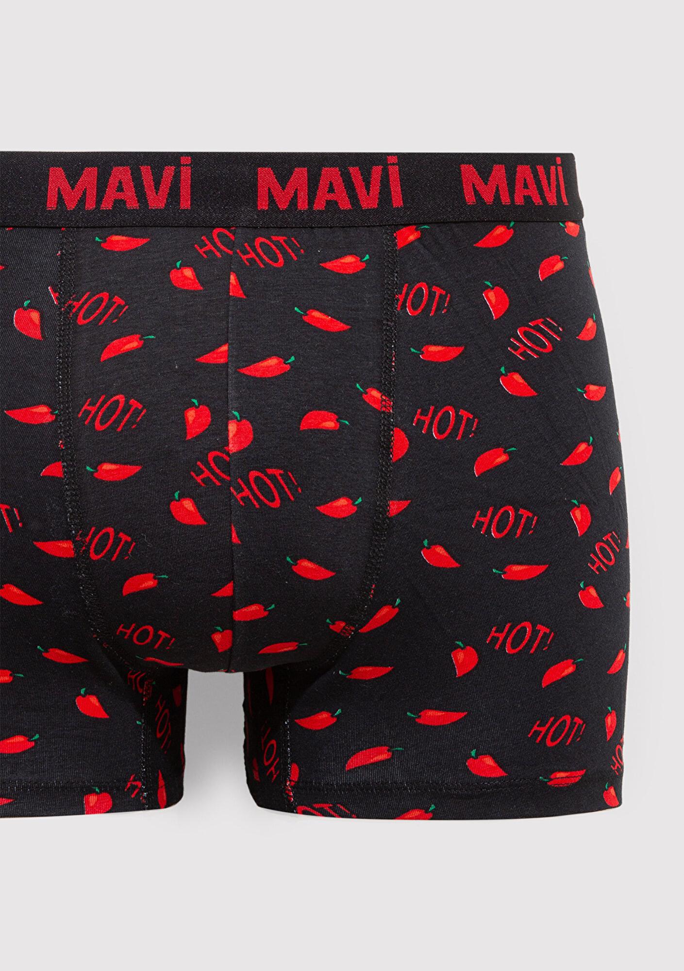 Mavi Biber Detaylı Siyah Boxer 0911631-900