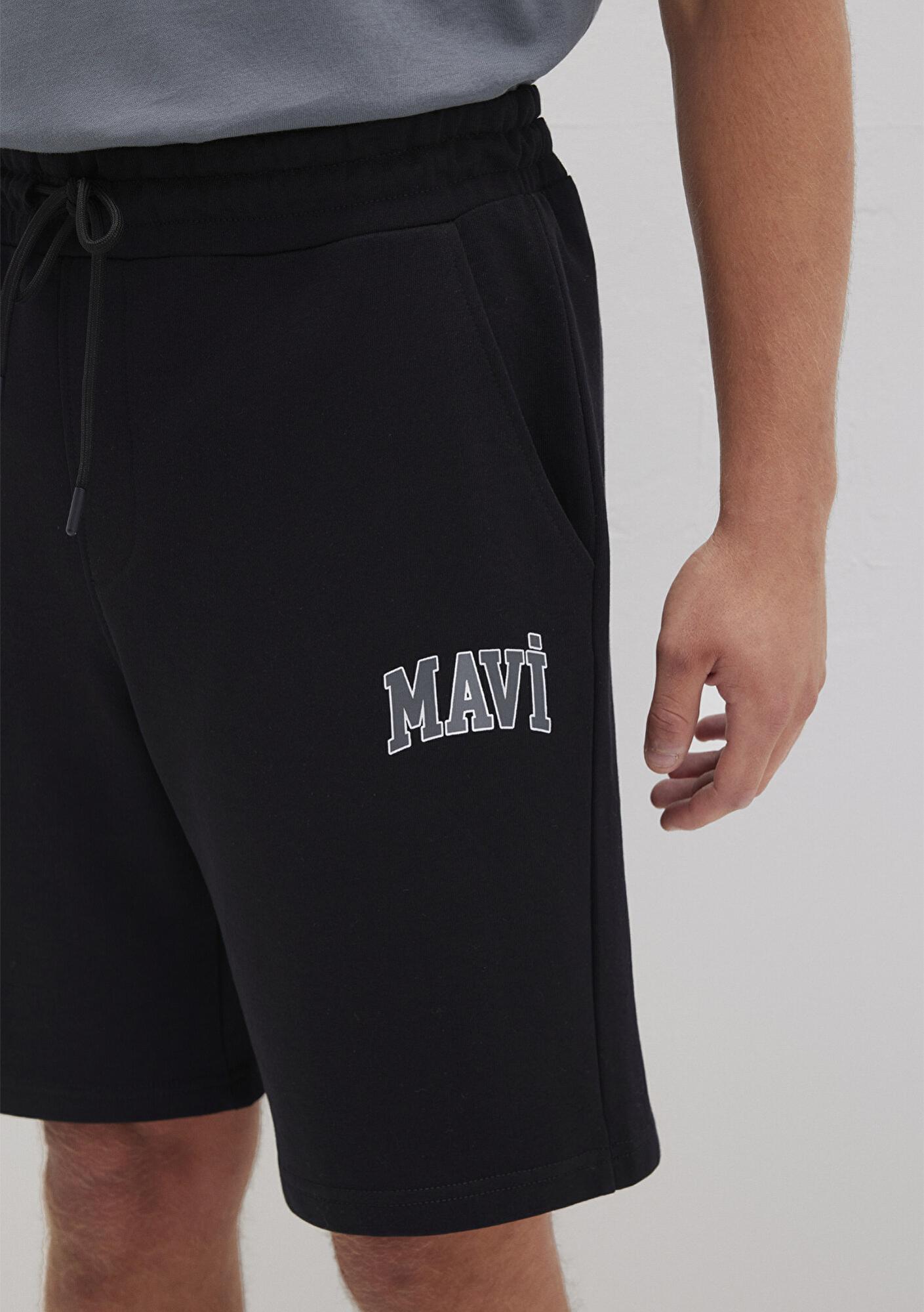 Mavi Mavi Logo Baskılı Siyah Şort 0410224-900