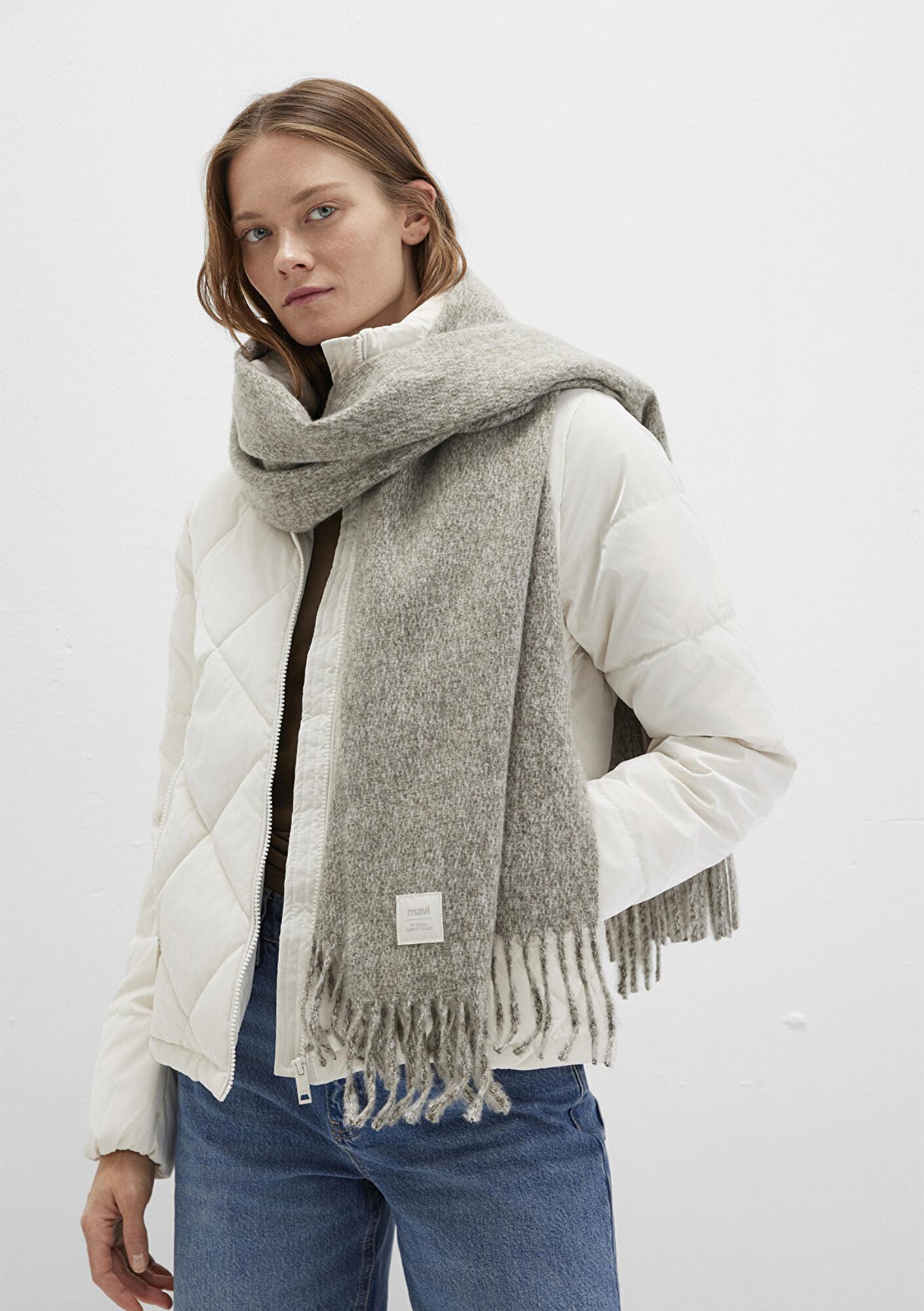 Mavi Püsküllü Haki Atkı 198940-71769