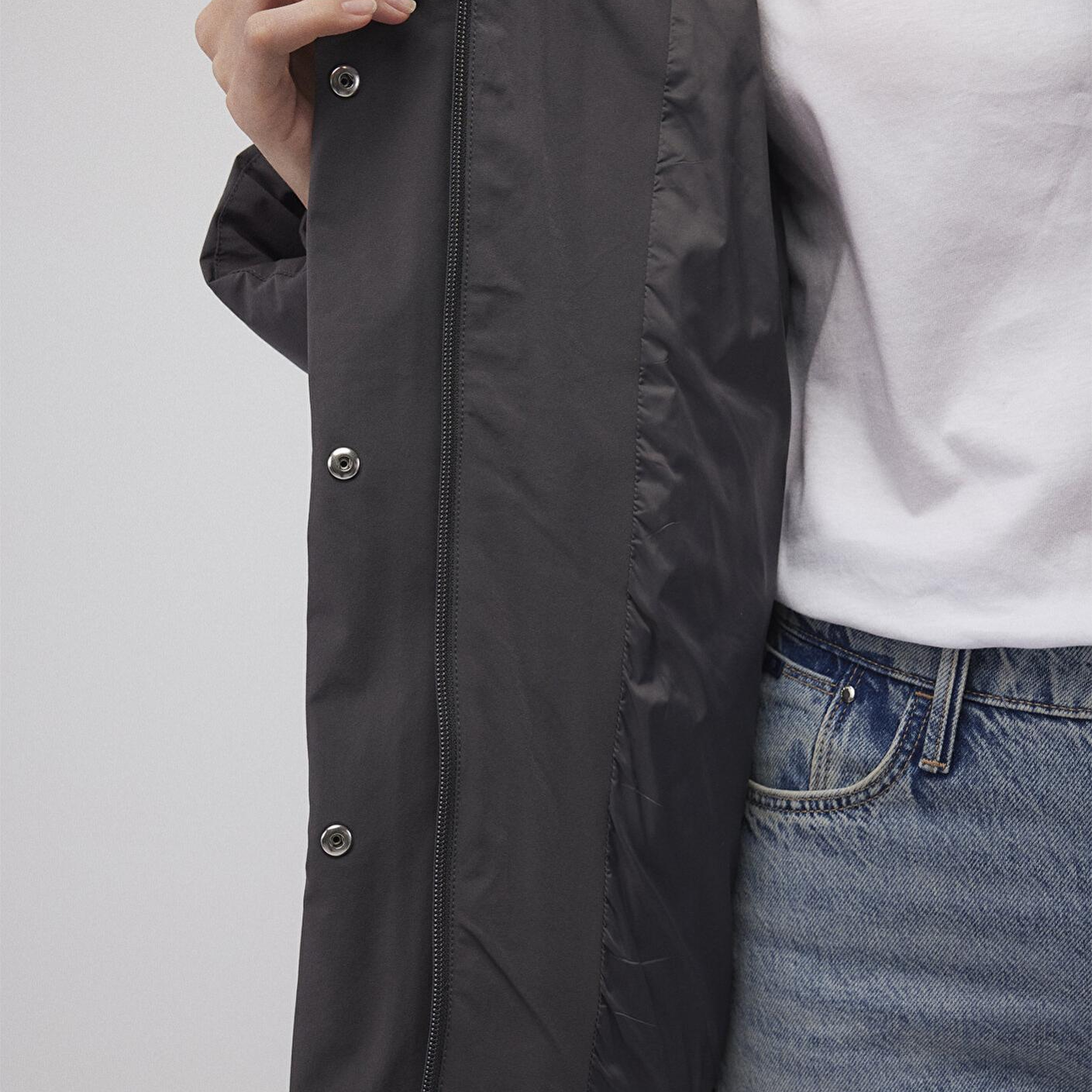 Mavi Kapüşonlu Antrasit Şişme Mont 1110225-80106