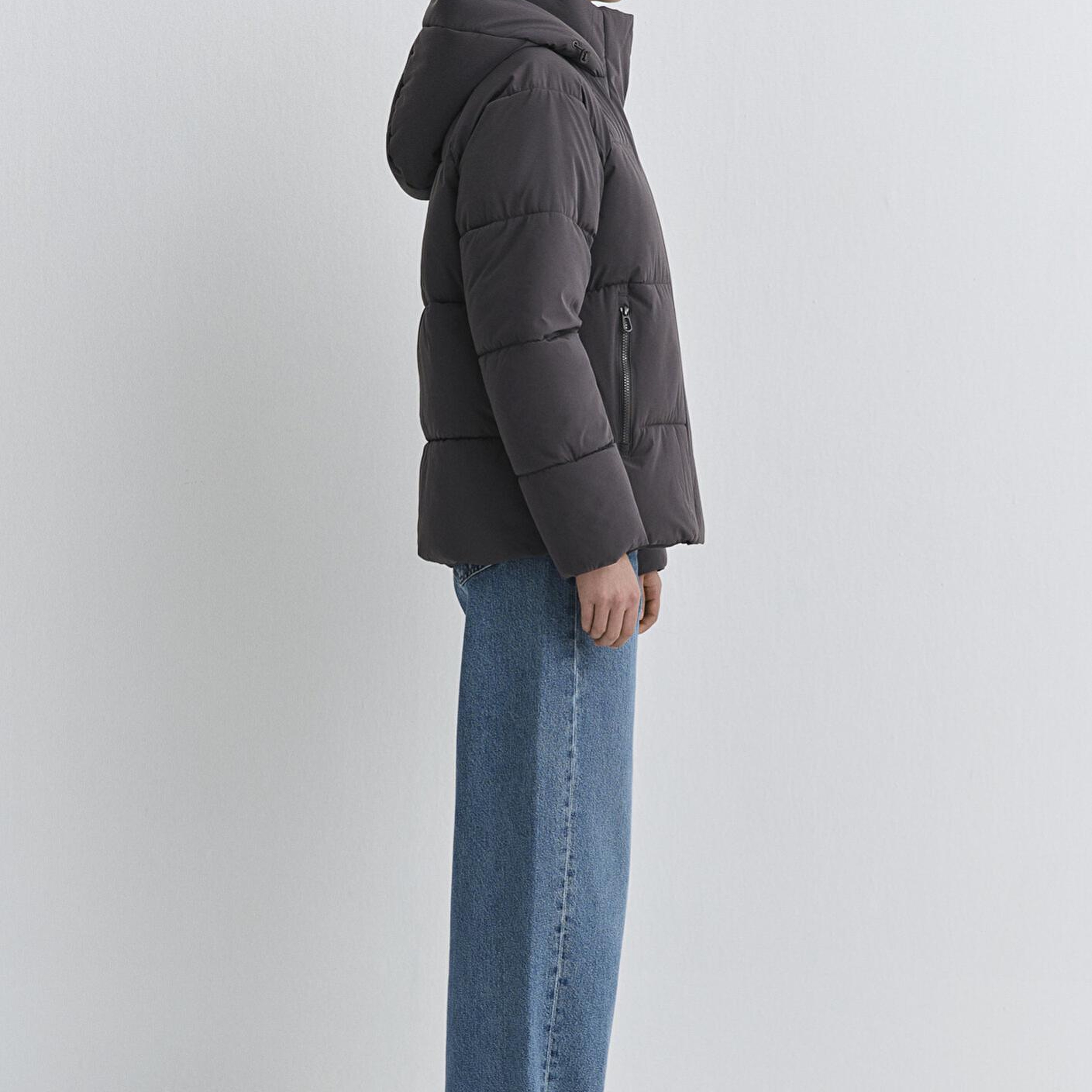 Mavi Kapüşonlu Antrasit Şişme Mont 1110225-80106