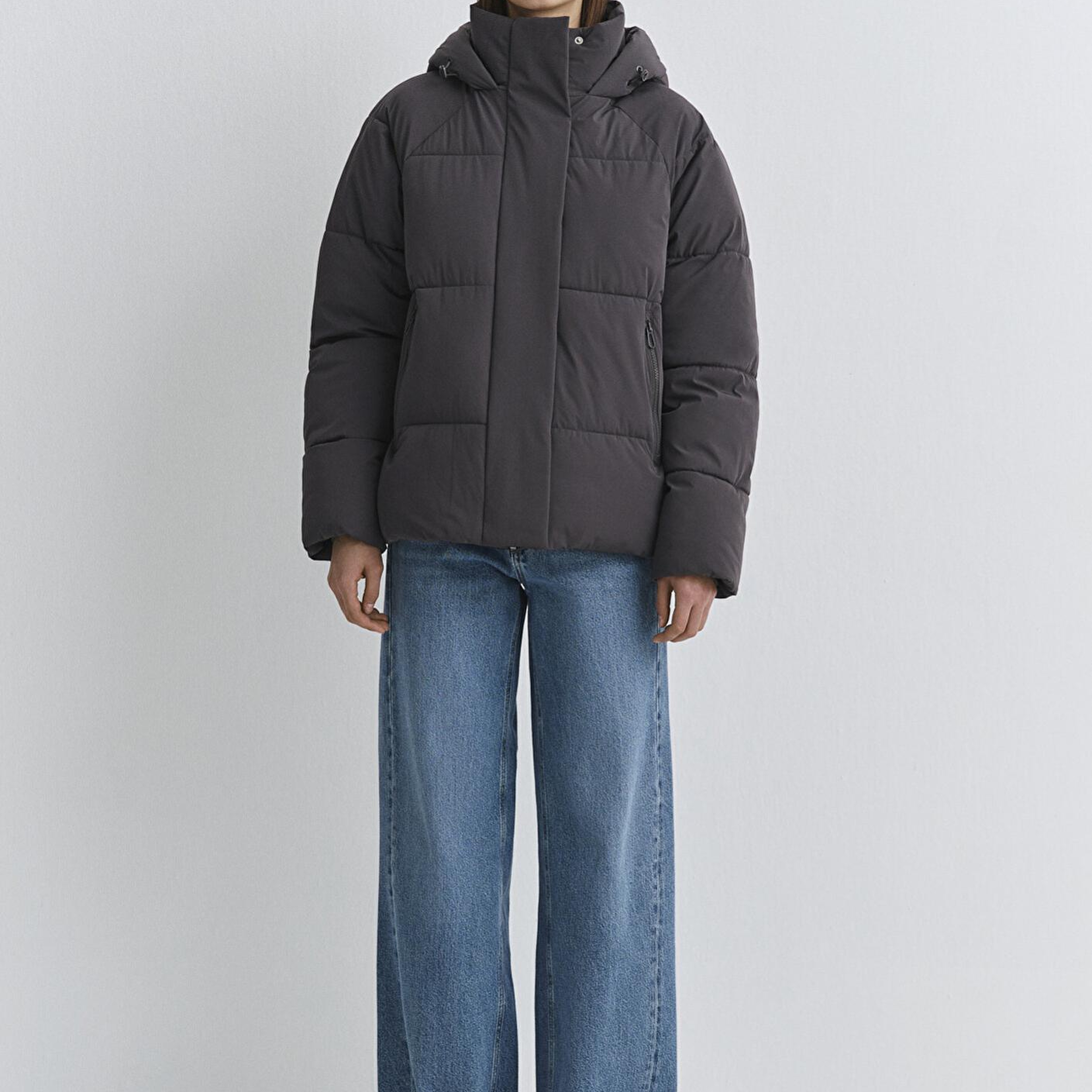 Mavi Kapüşonlu Antrasit Şişme Mont 1110225-80106