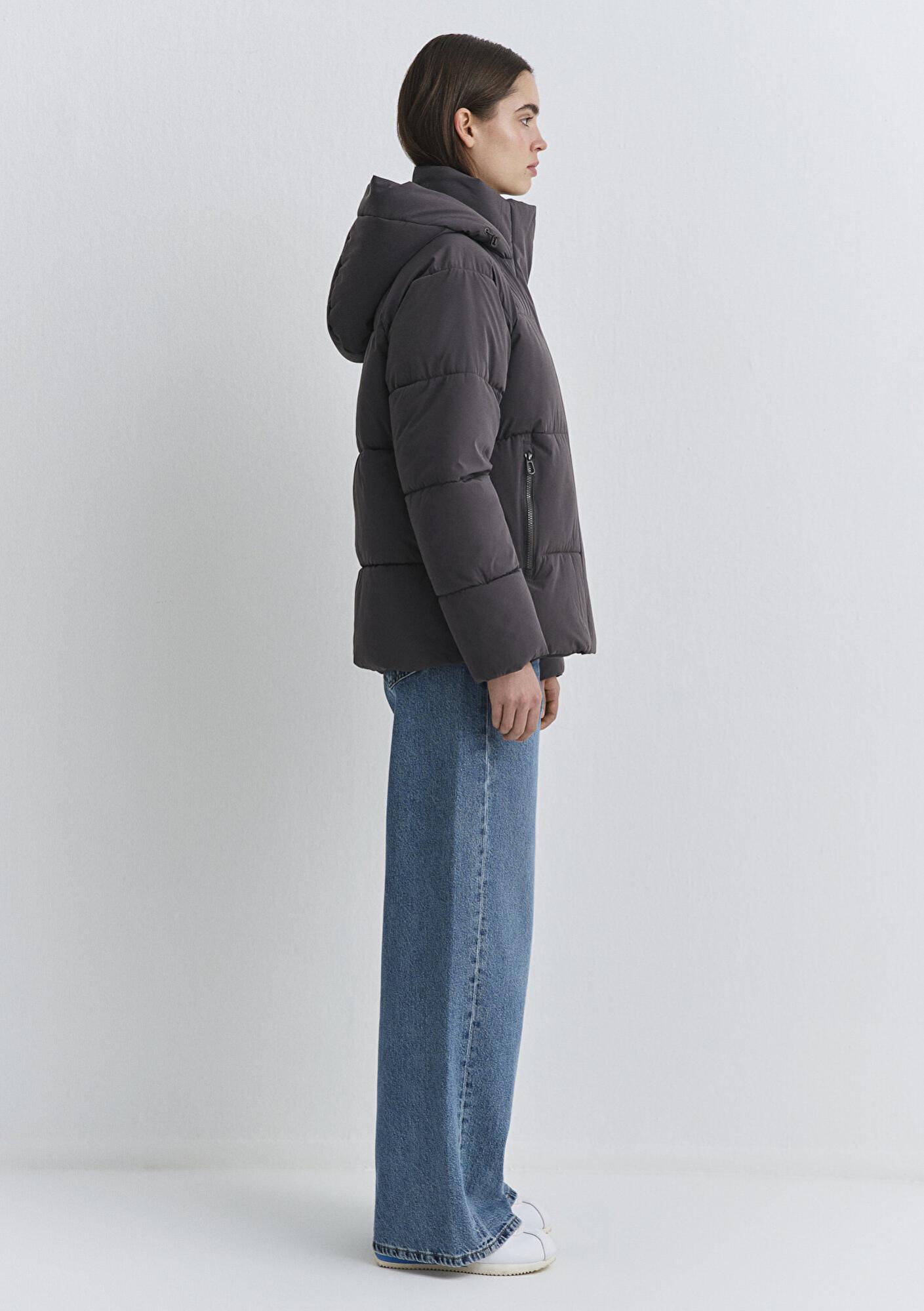 Mavi Kapüşonlu Antrasit Şişme Mont 1110225-80106