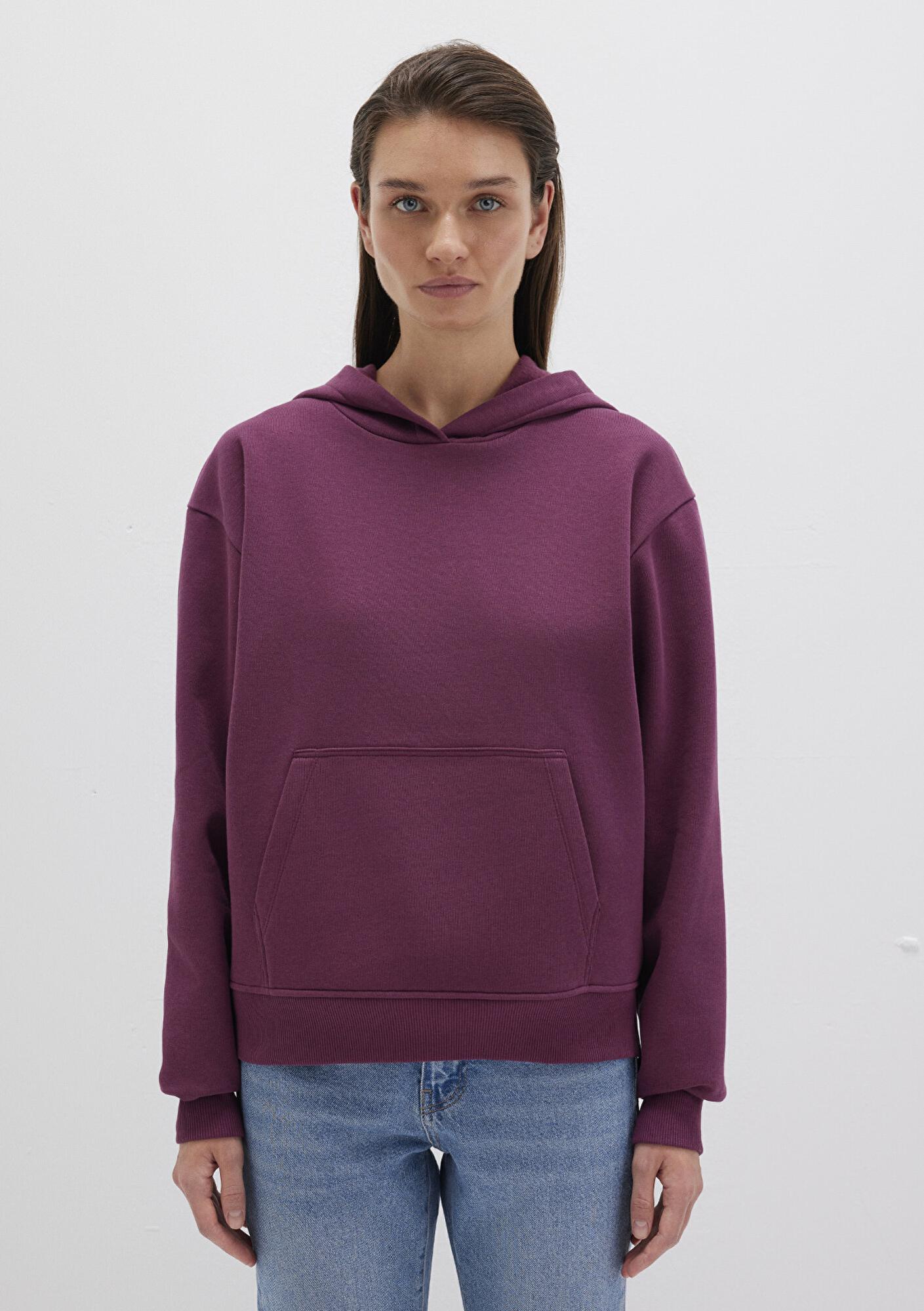 Mavi Kapüşonlu Mor Basic Sweatshirt 167299-70670