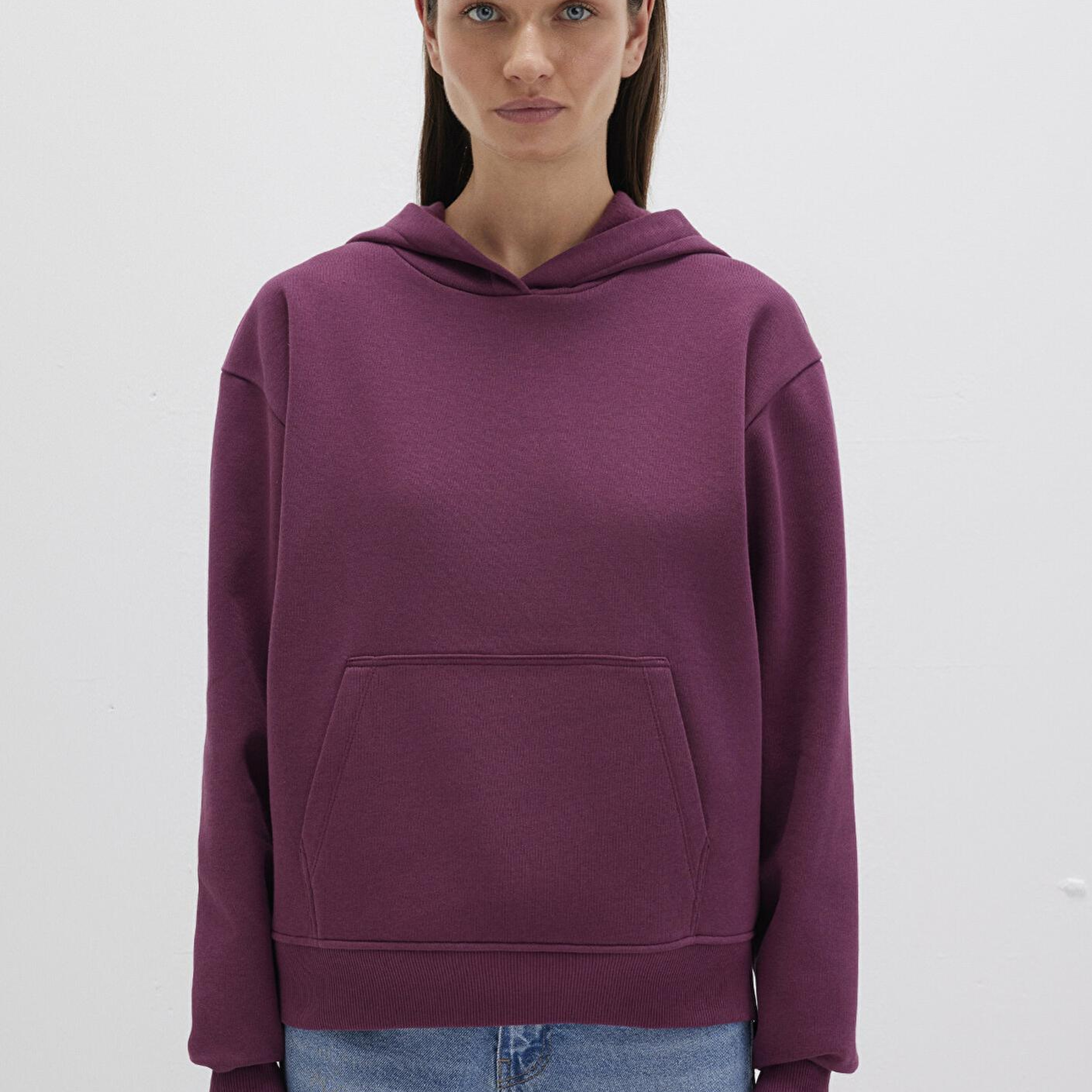 Mavi Kapüşonlu Mor Basic Sweatshirt 167299-70670