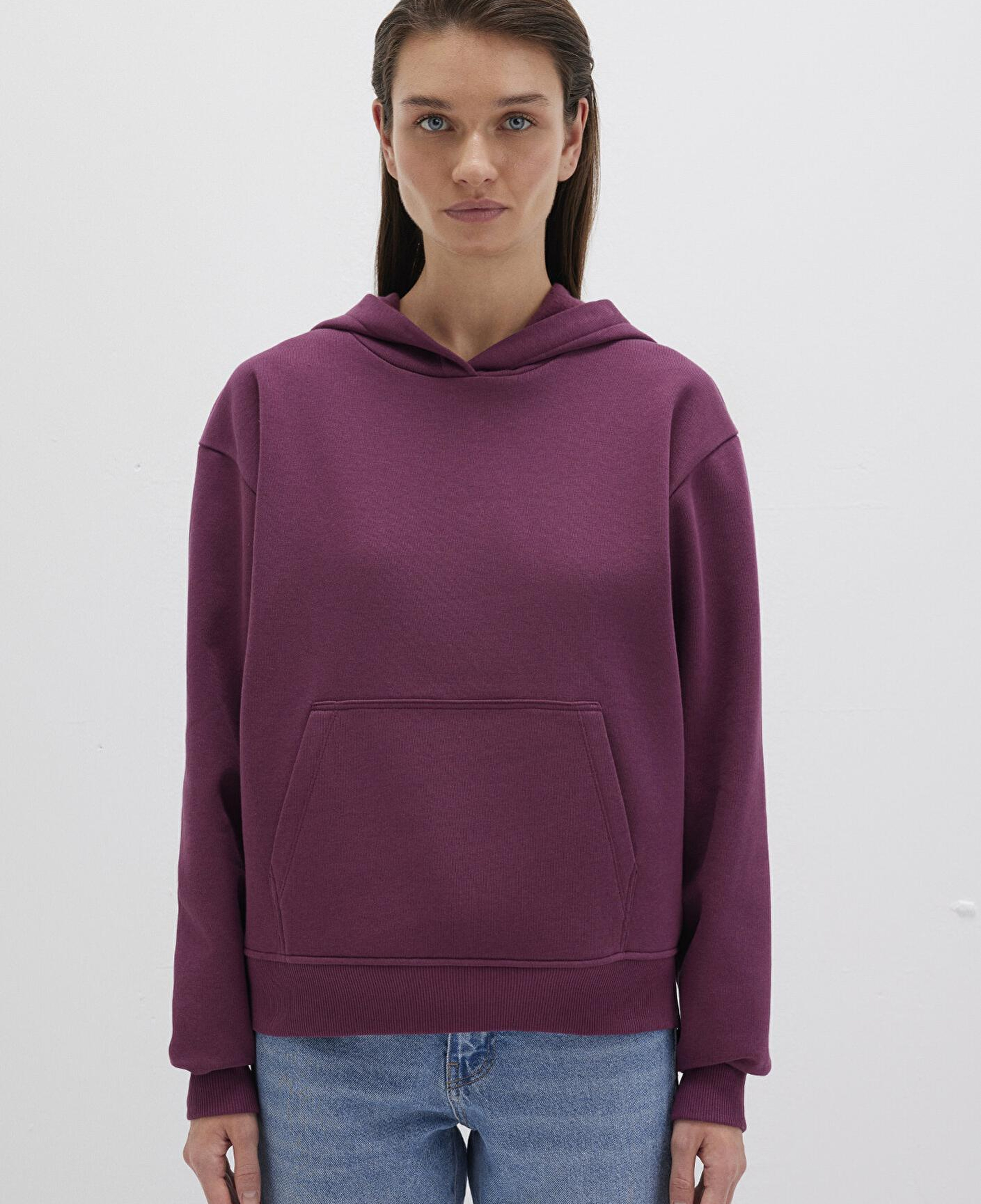Mavi Kapüşonlu Mor Basic Sweatshirt 167299-70670