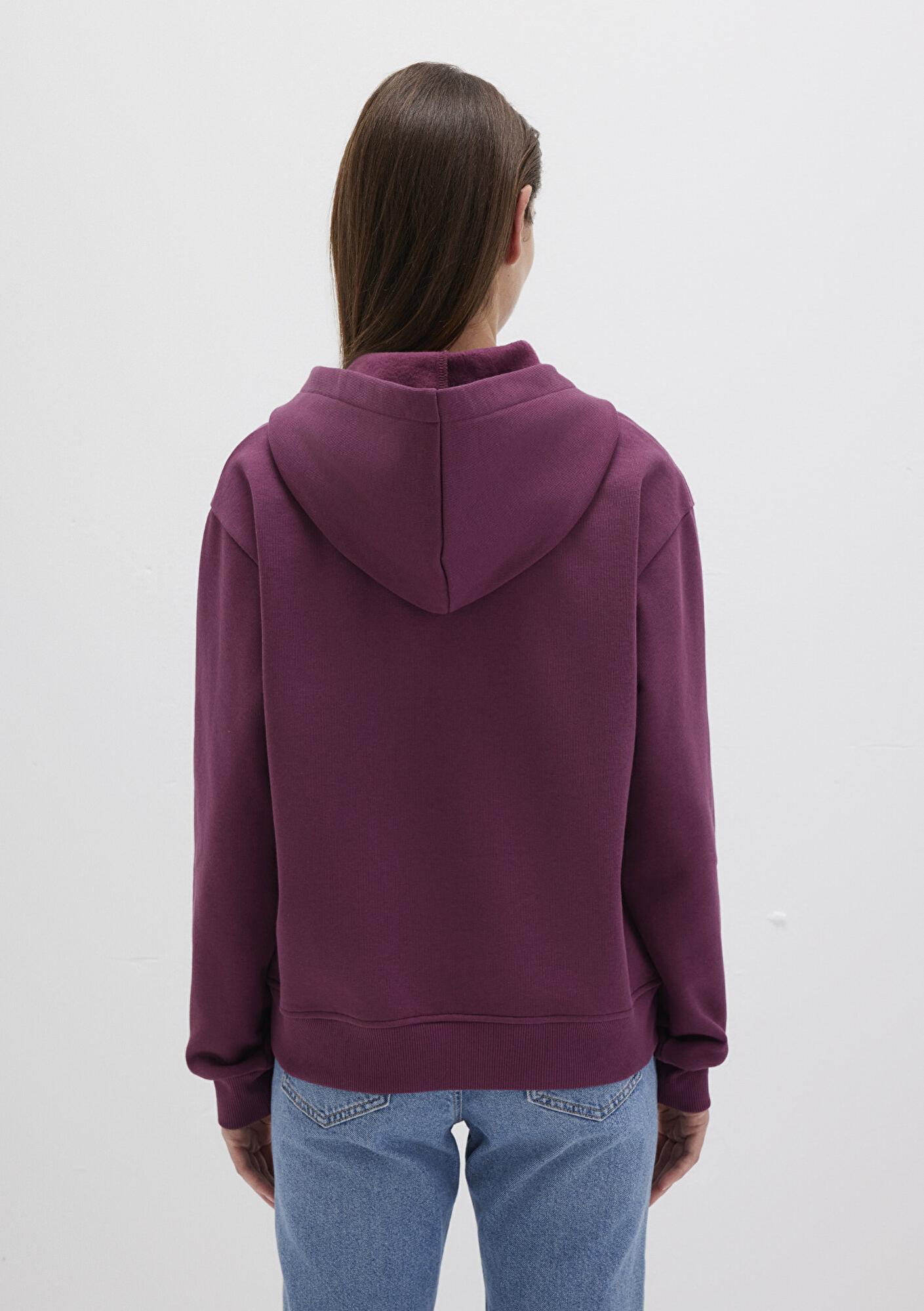 Mavi Kapüşonlu Mor Basic Sweatshirt 167299-70670
