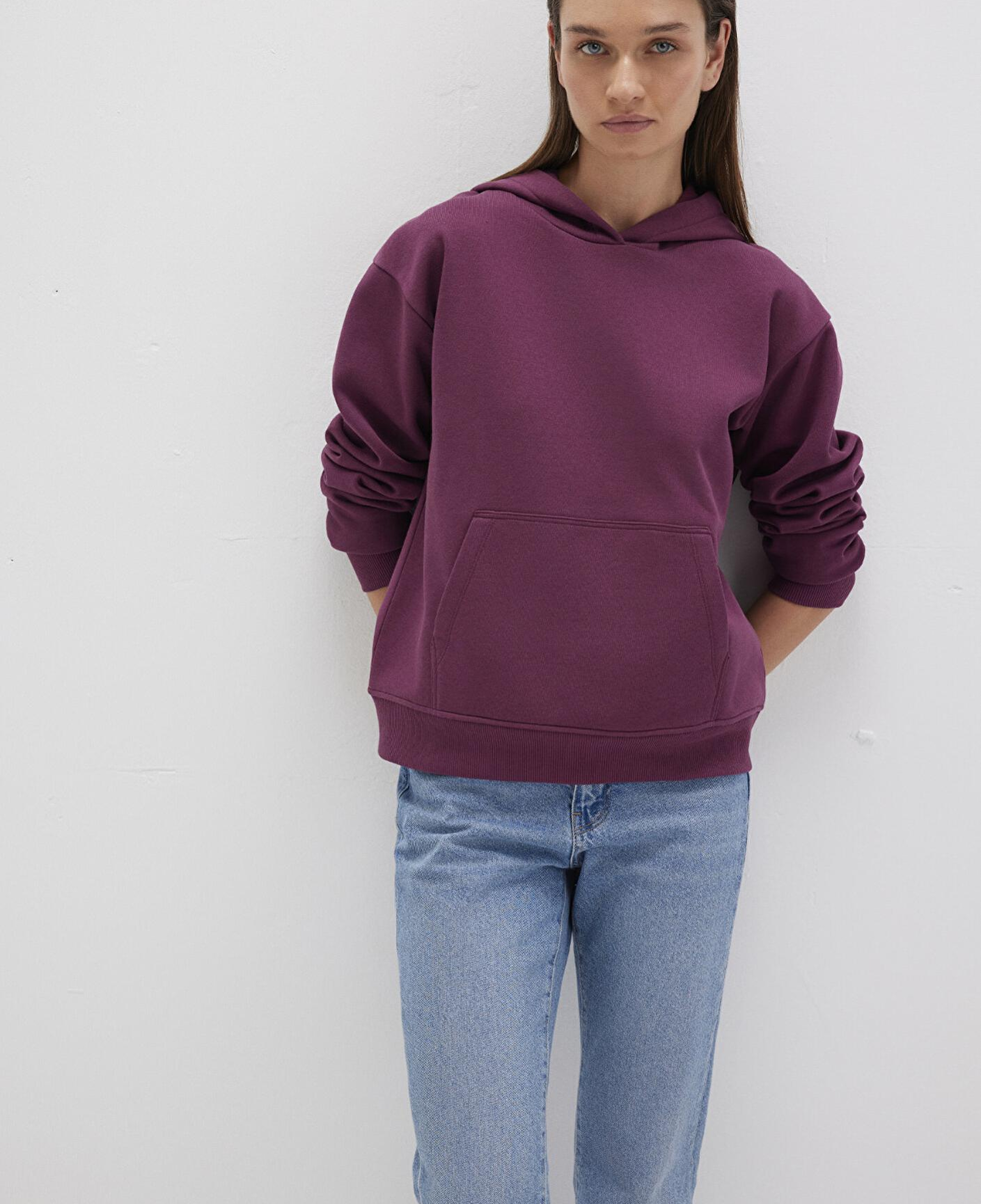 Mavi Kapüşonlu Mor Basic Sweatshirt 167299-70670