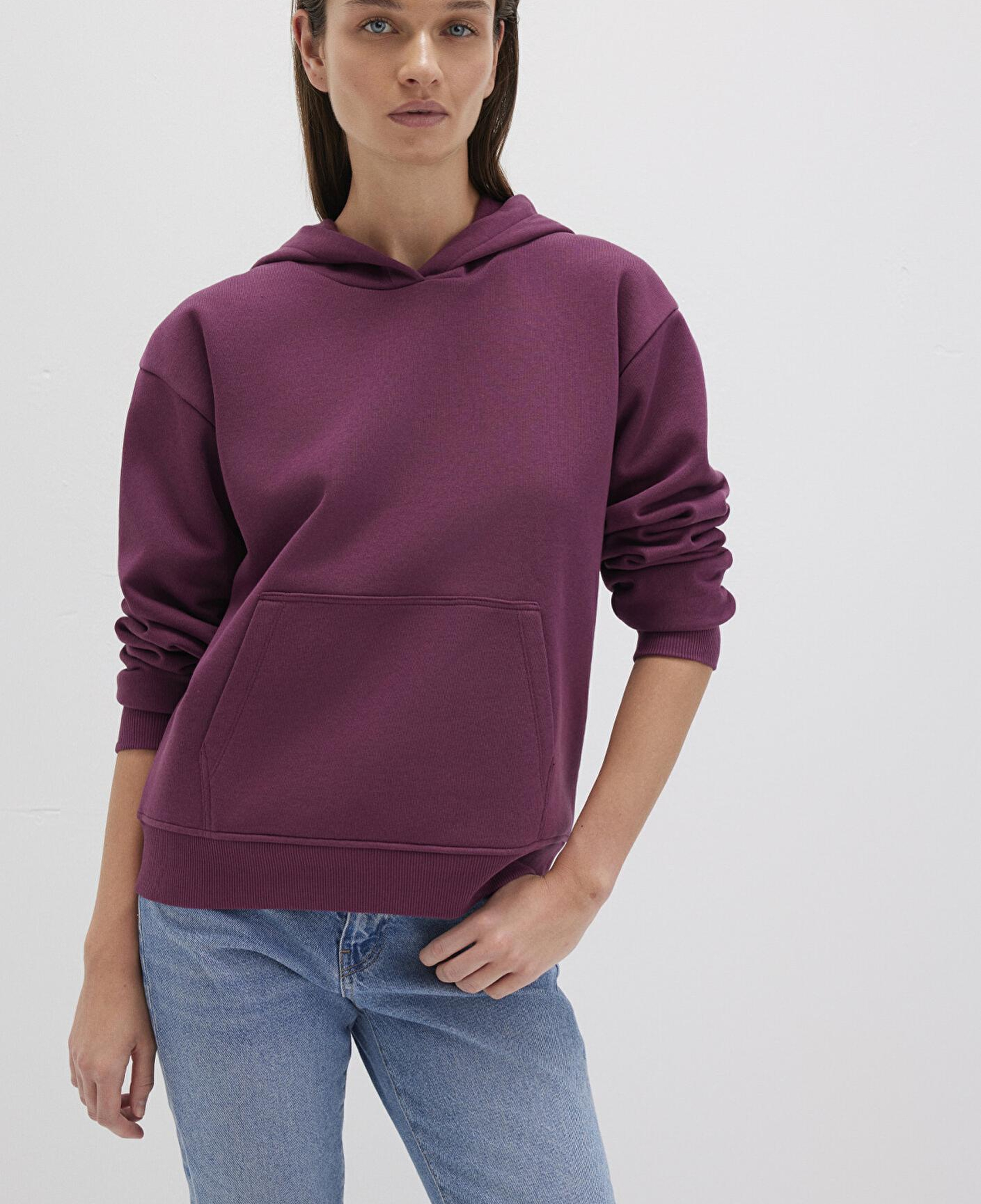 Mavi Kapüşonlu Mor Basic Sweatshirt 167299-70670