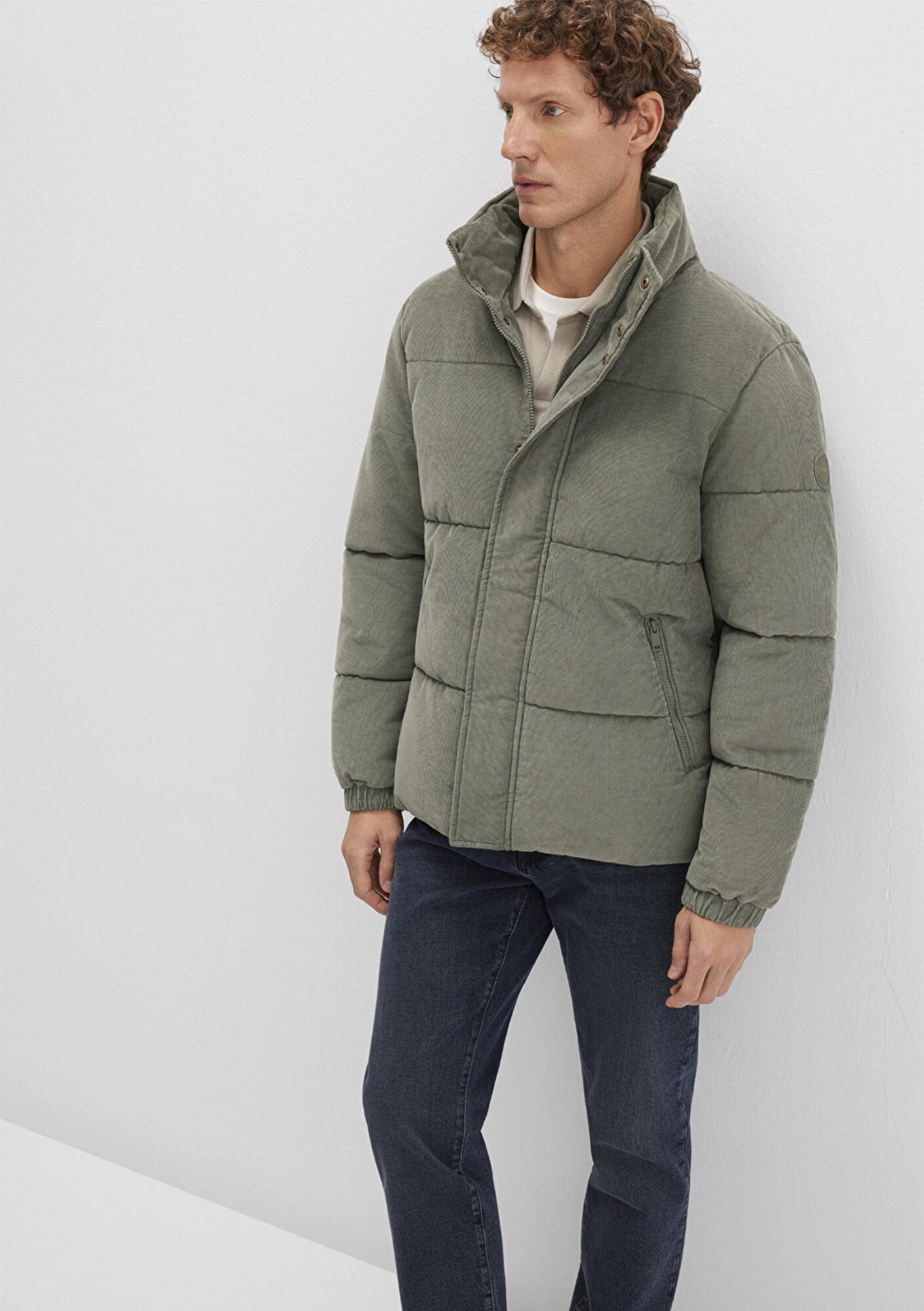 Mavi Dik Yaka Yeşil Kadife Ceket Loose Fit / Bol Rahat Kesim 0110476-85485