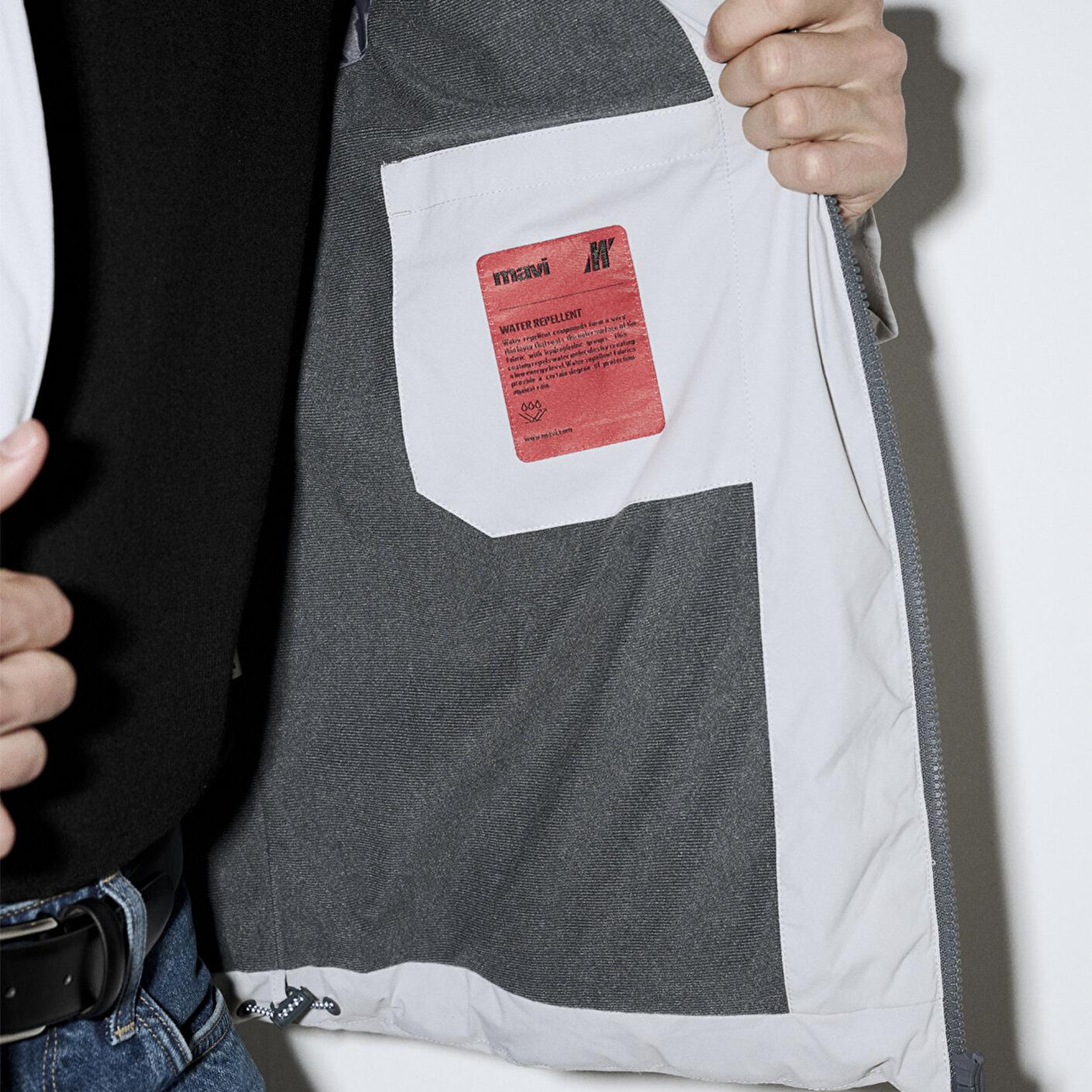 Mavi Su İtici Kapüşonlu Gri Şişme Mont 0110463-70075