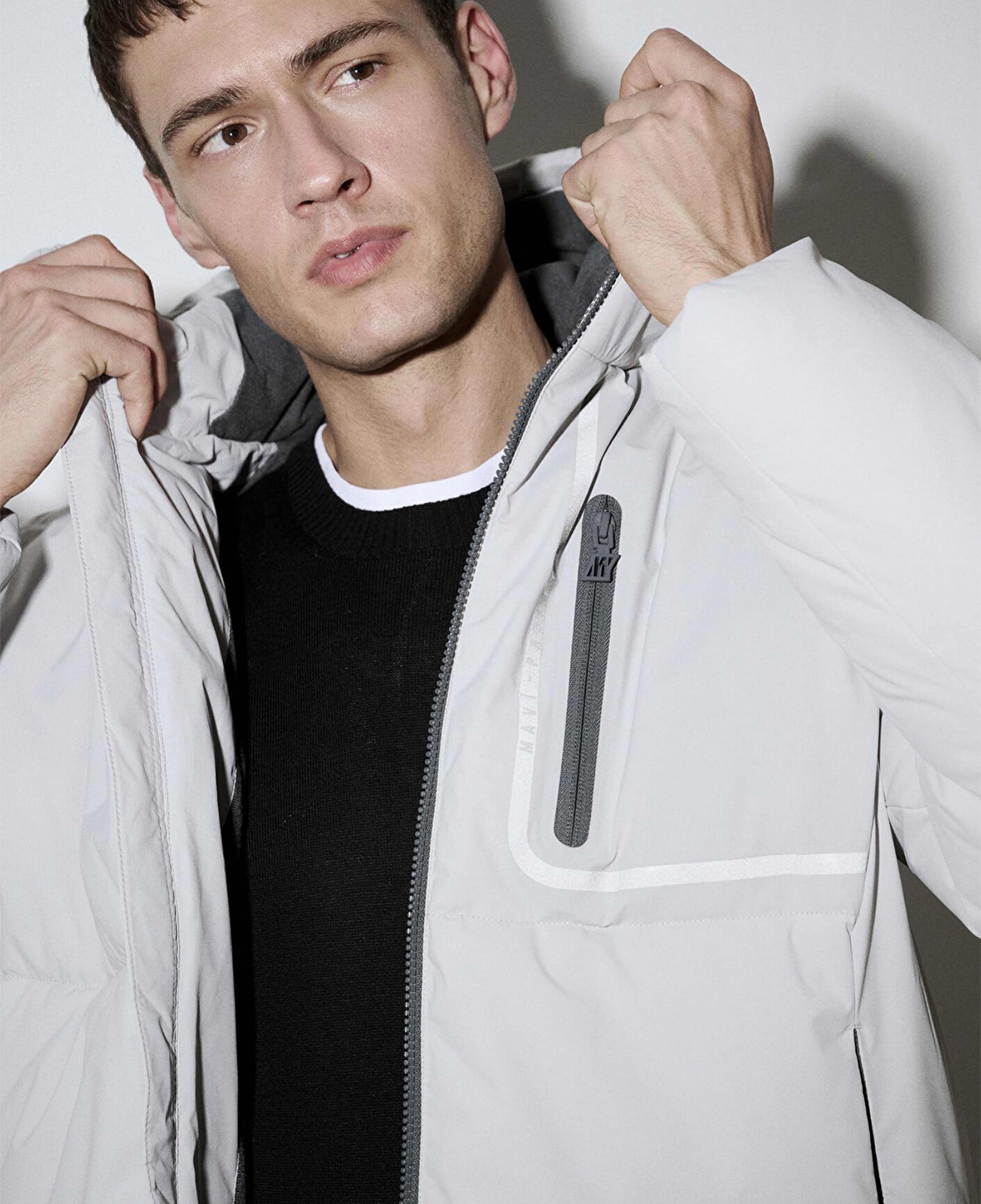 Mavi Su İtici Kapüşonlu Gri Şişme Mont 0110463-70075