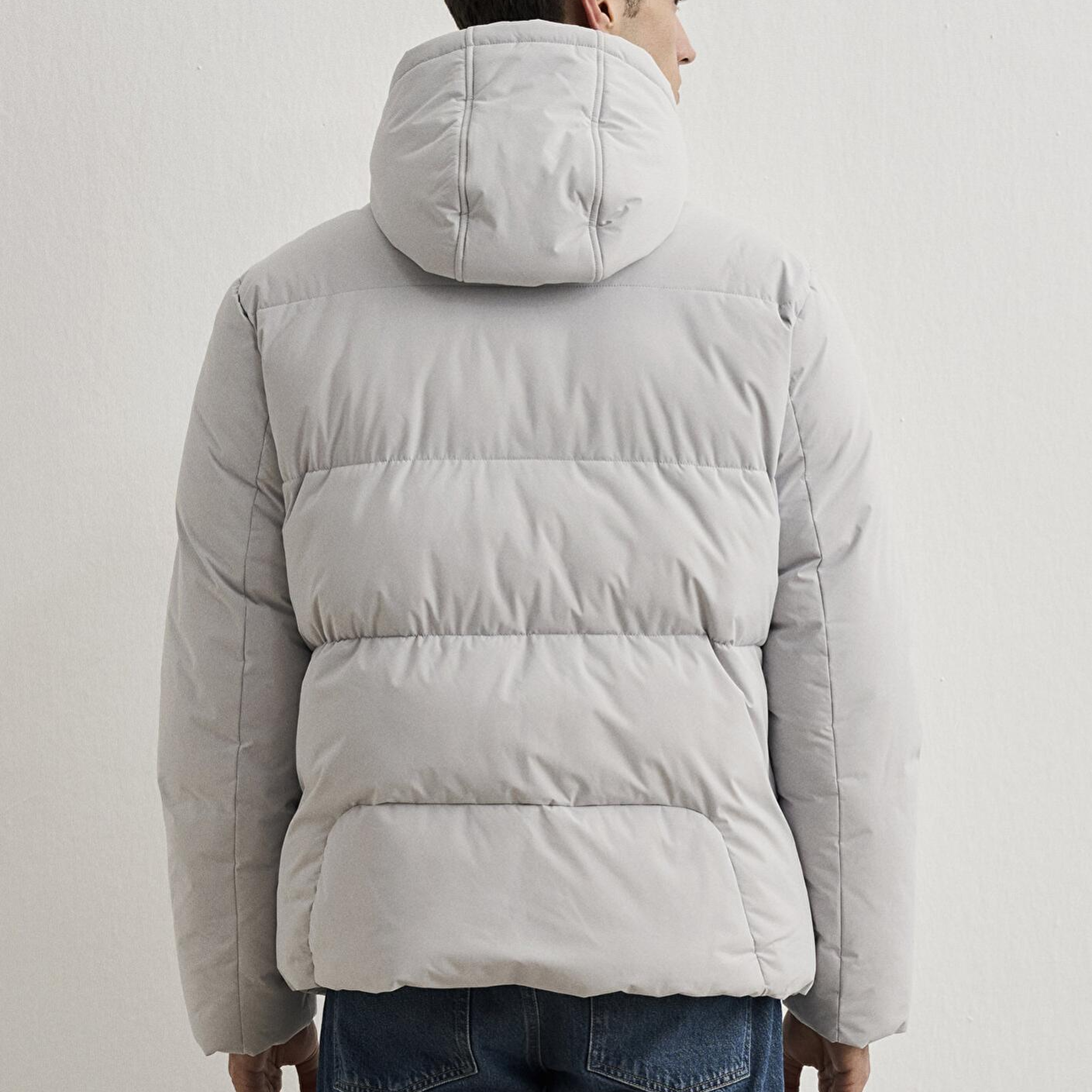 Mavi Su İtici Kapüşonlu Gri Şişme Mont 0110463-70075