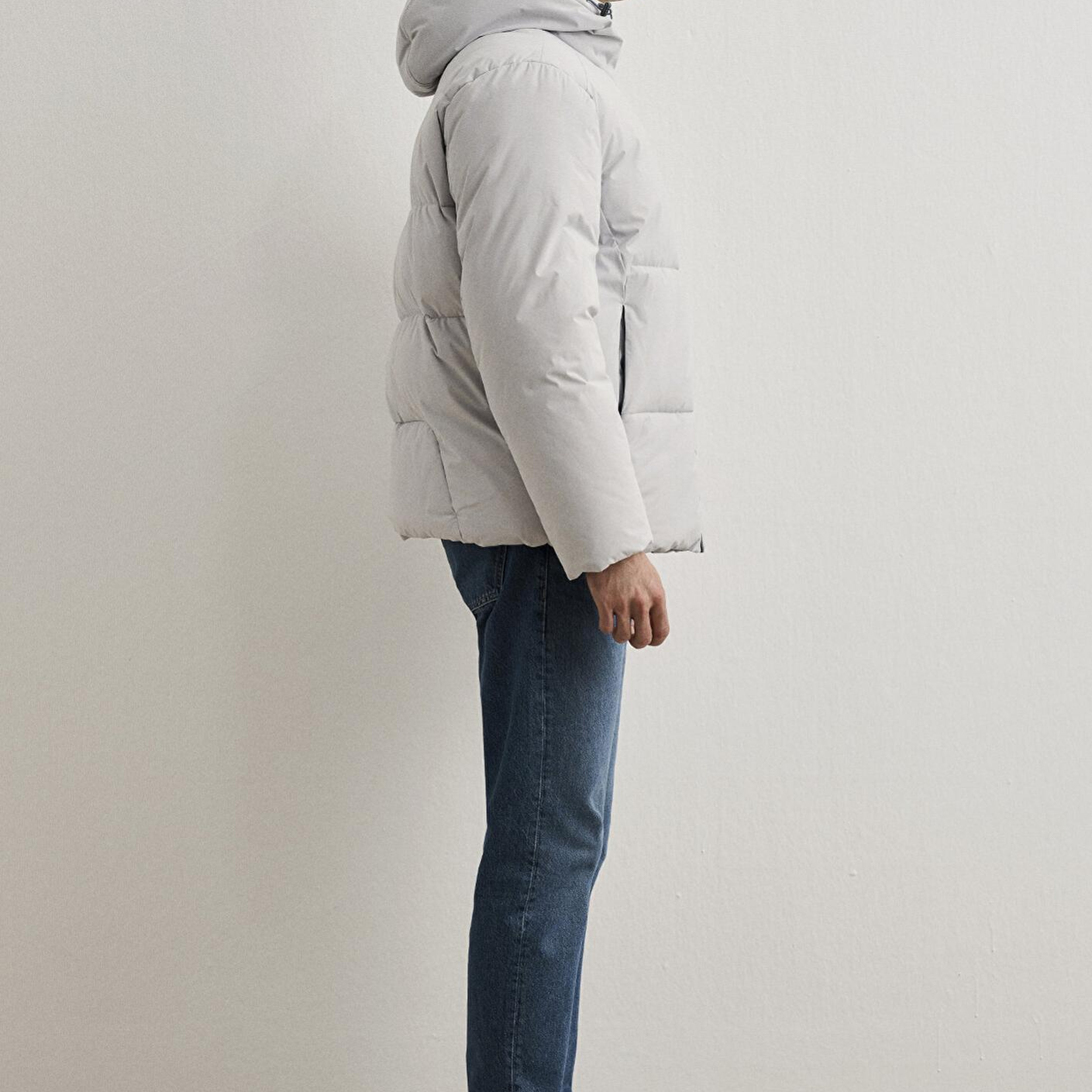 Mavi Su İtici Kapüşonlu Gri Şişme Mont 0110463-70075