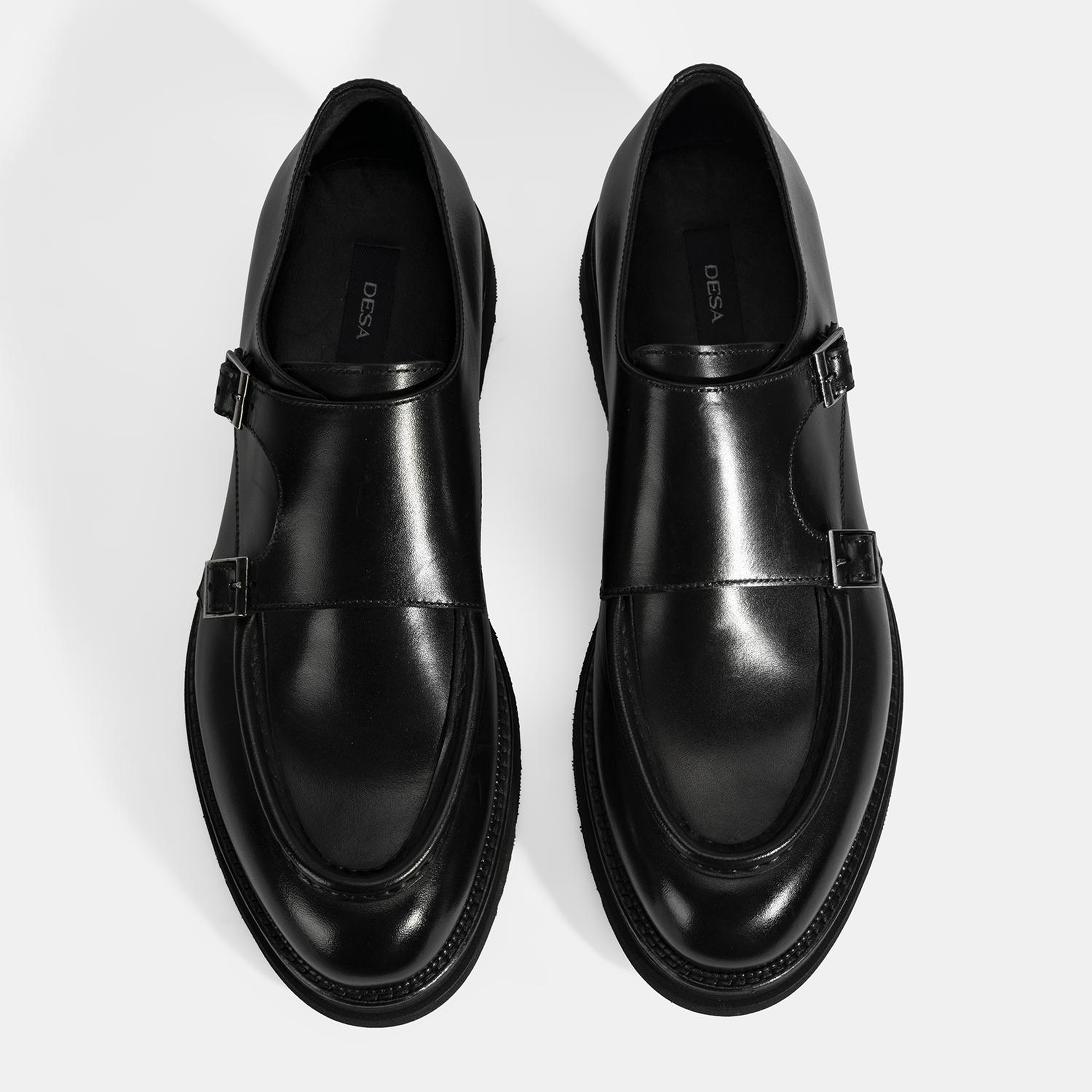 Erkek Siyah Metal Toka Detaylı Deri Klasik Ayakkabı